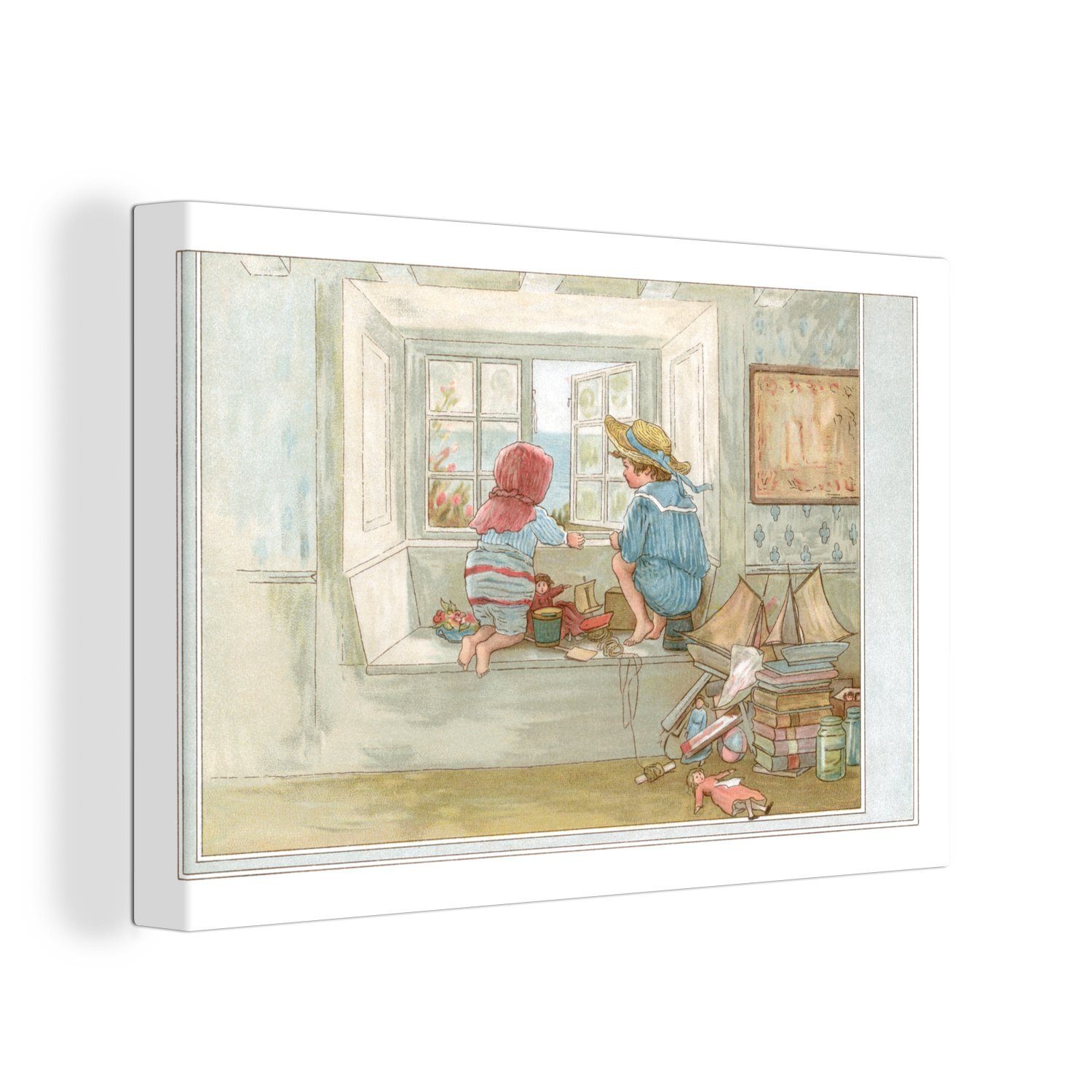 OneMillionCanvasses® Leinwandbild Illustration eines antiken Kinderzimmers, (1 St), Wandbild Leinwandbilder, Aufhängefertig, Wanddeko, 30x20 cm