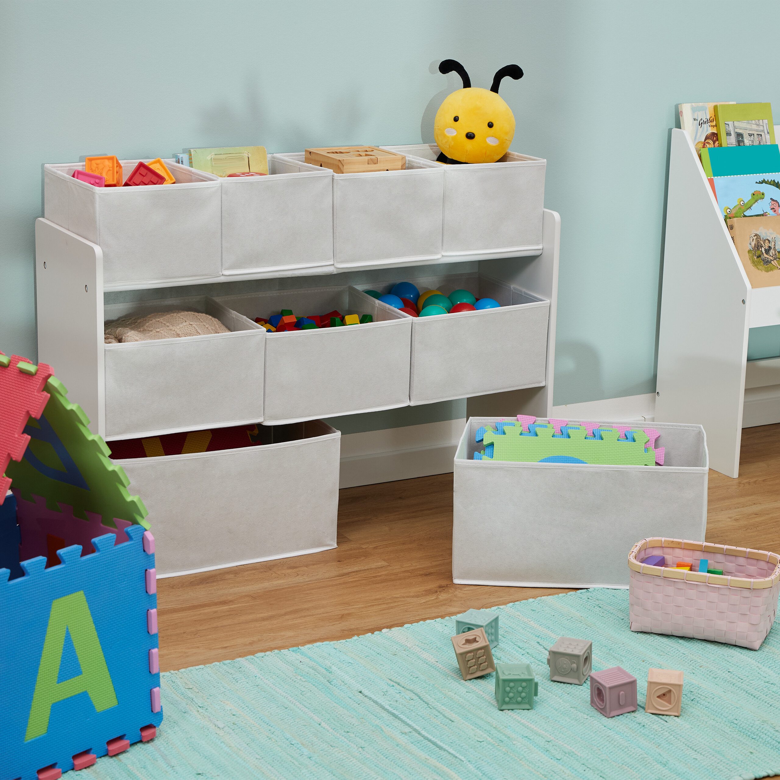 relaxdays Standregal Kinderregal mit 9 Stoffboxen günstig online kaufen