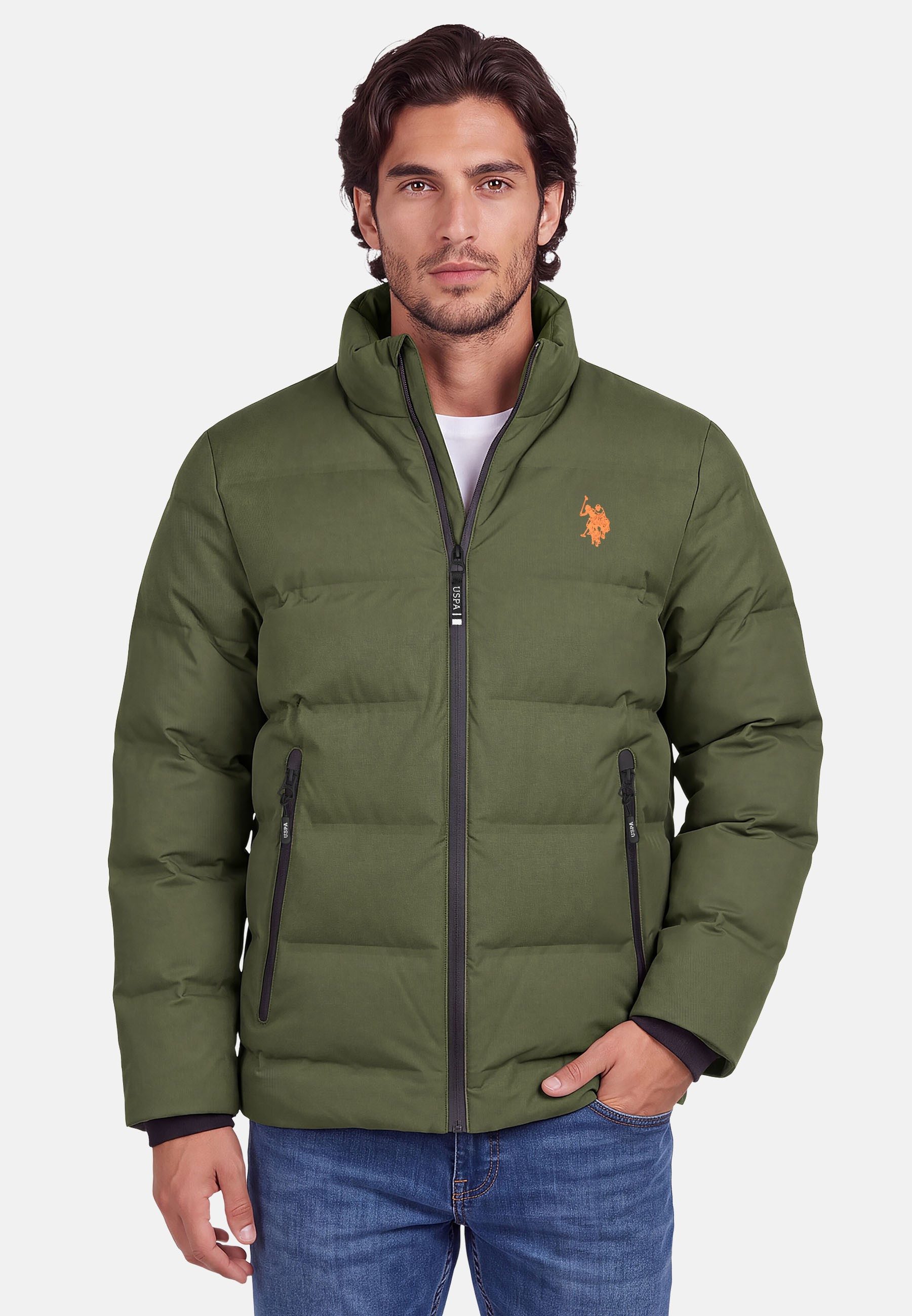 U.S. Polo Assn. Steppjacke Klassische Steppoptik mit Kontrastreißverschluss und Mesh-Einsatz