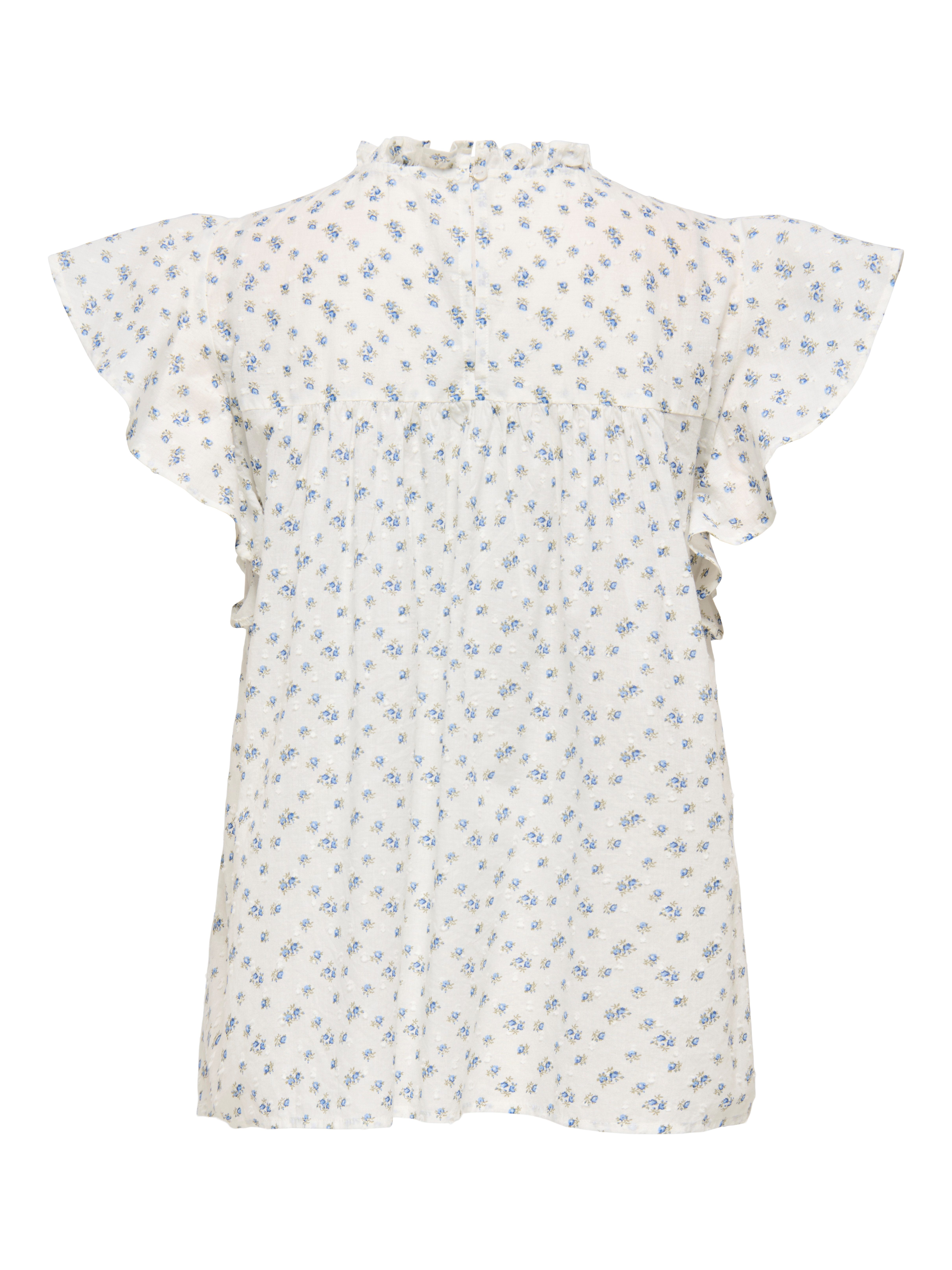 ONLY Rüschentop ONLKATTI S/S DOBBY TOP WVN NOOS Baumwolle, regular fit