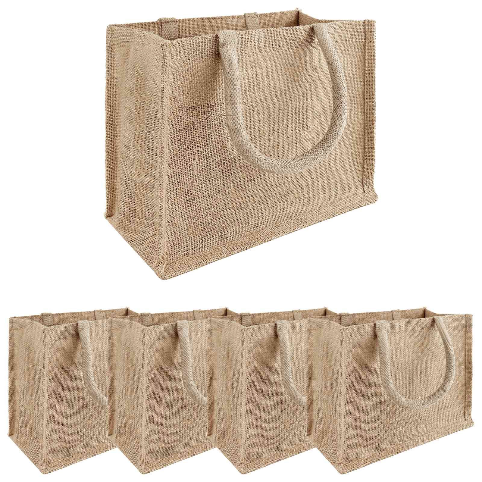 vidaXL Einkaufstrolley Jute-Handtaschen 5 Natur 26 x 22 x 14 cm 100% Tossa-Jute