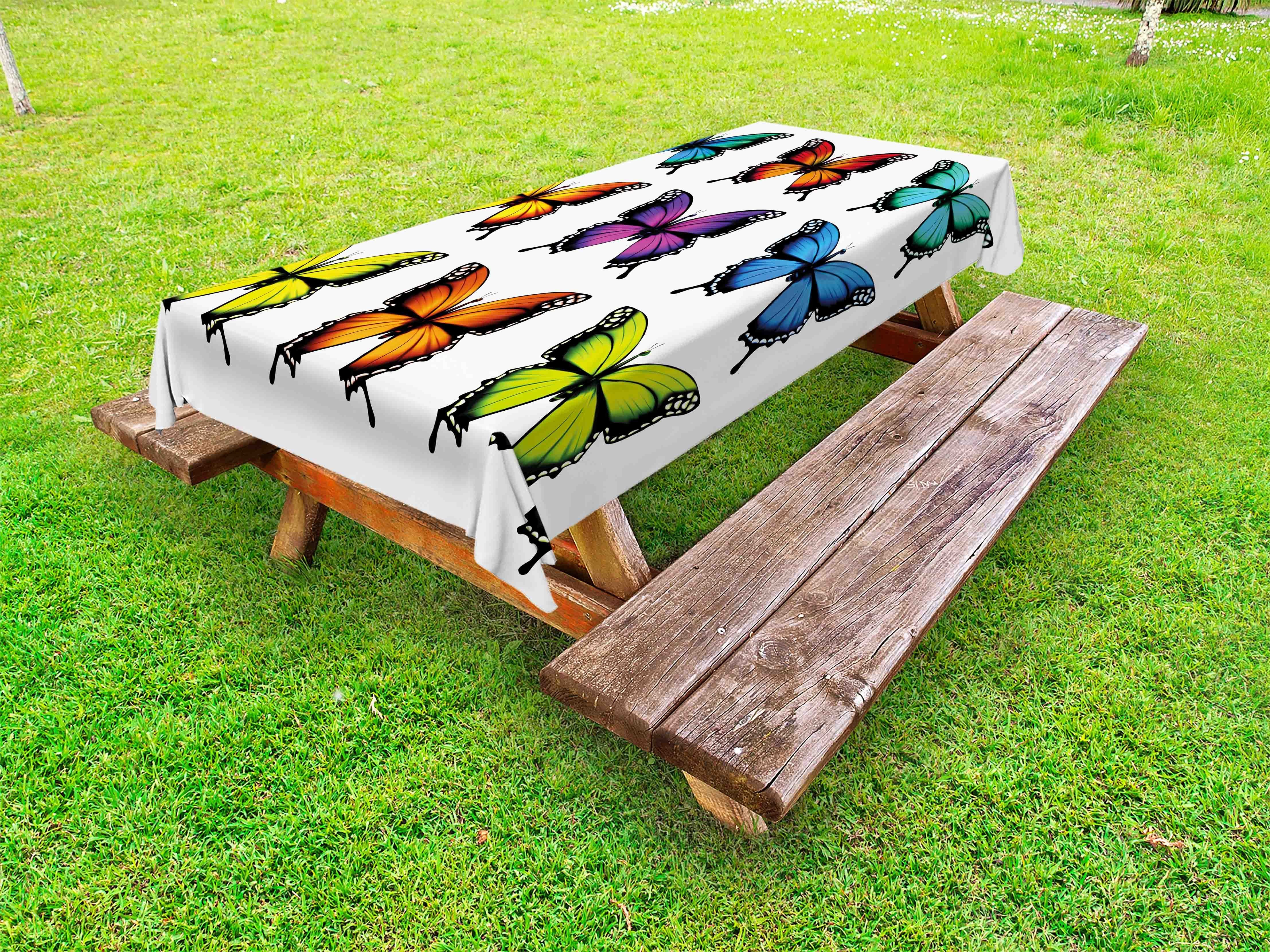 Abakuhaus Tischdecke dekorative waschbare Picknick-Tischdecke, Bunt Sorten der Schmetterlinge