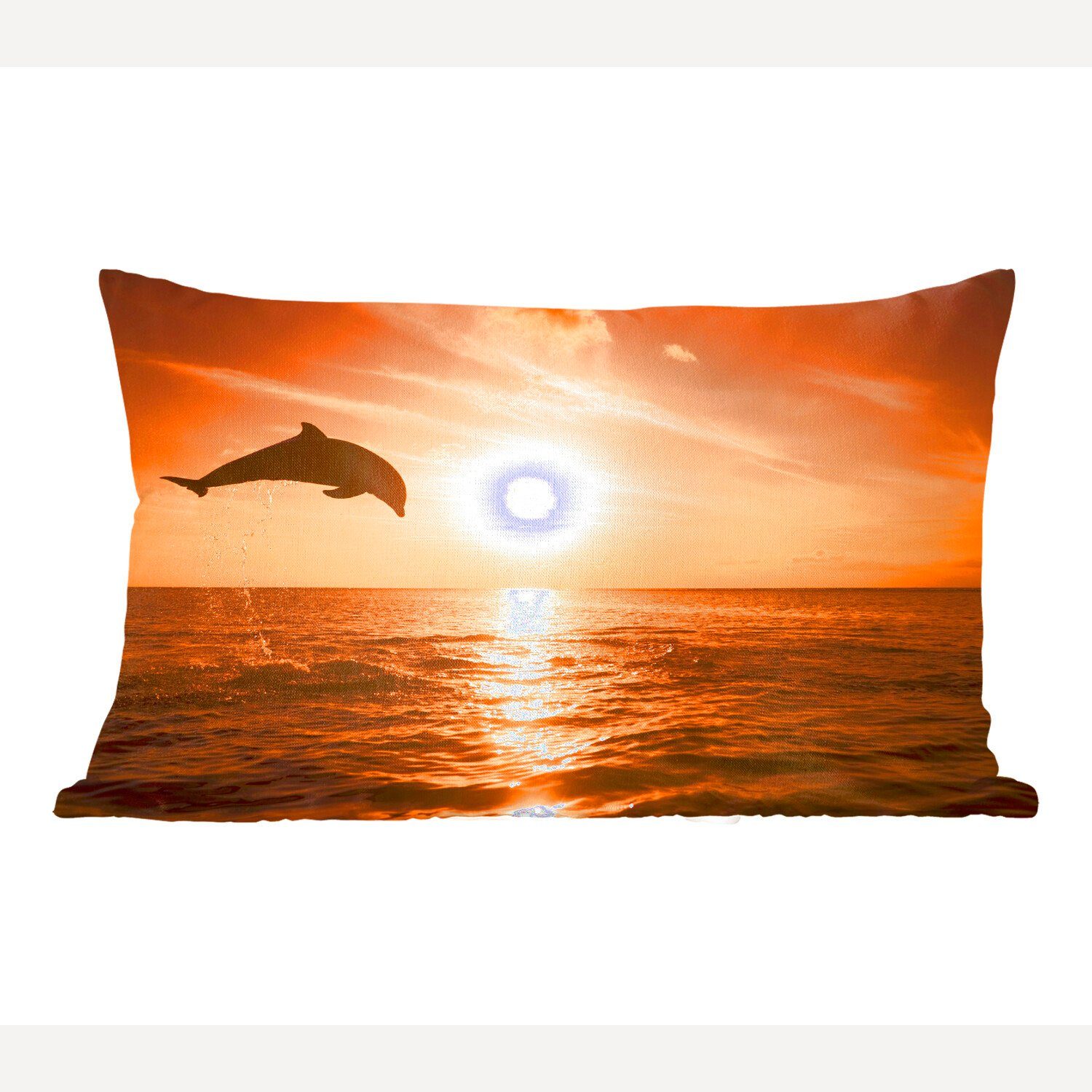 - Wohzimmer Dekokissen Füllung, Zierkissen, mit Sonne Schlafzimmer MuchoWow - Delfin Dekoration, Dekokissen Meer,