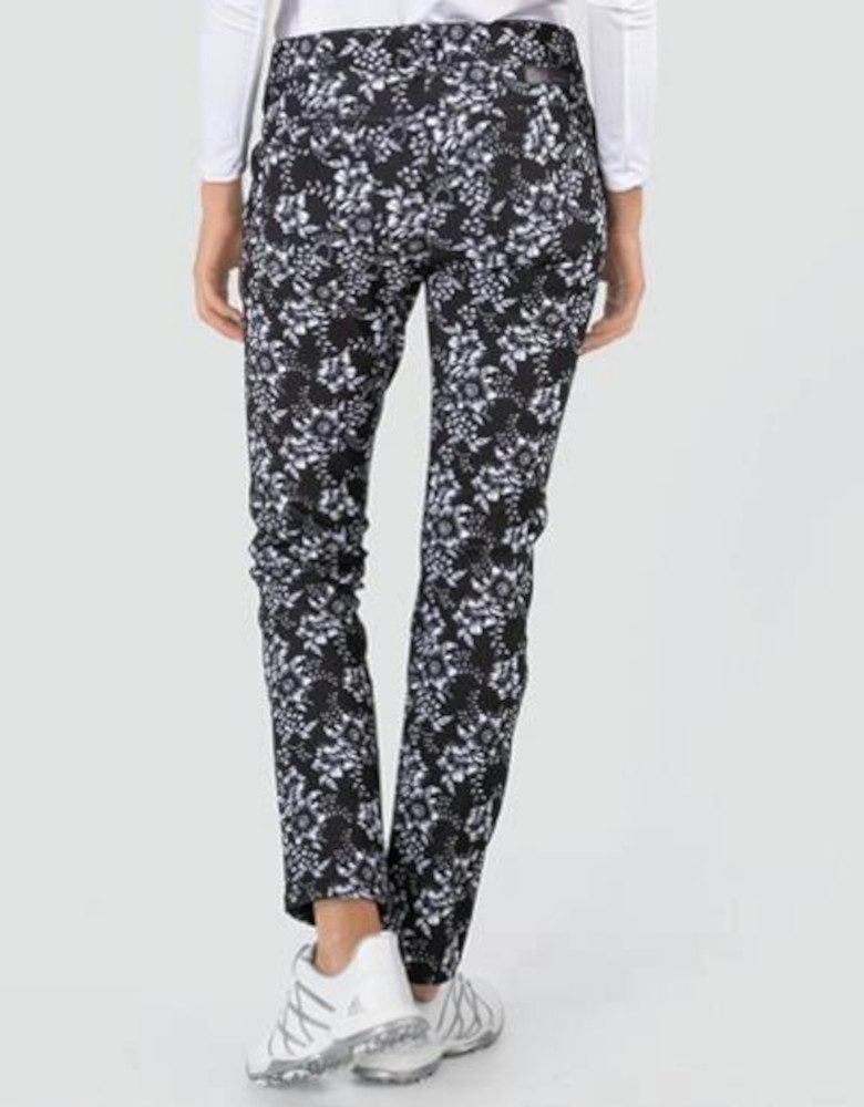 Alberto Golfhose Alberto Golf Hose Mona-L 'Black & White Flowers' Damen
