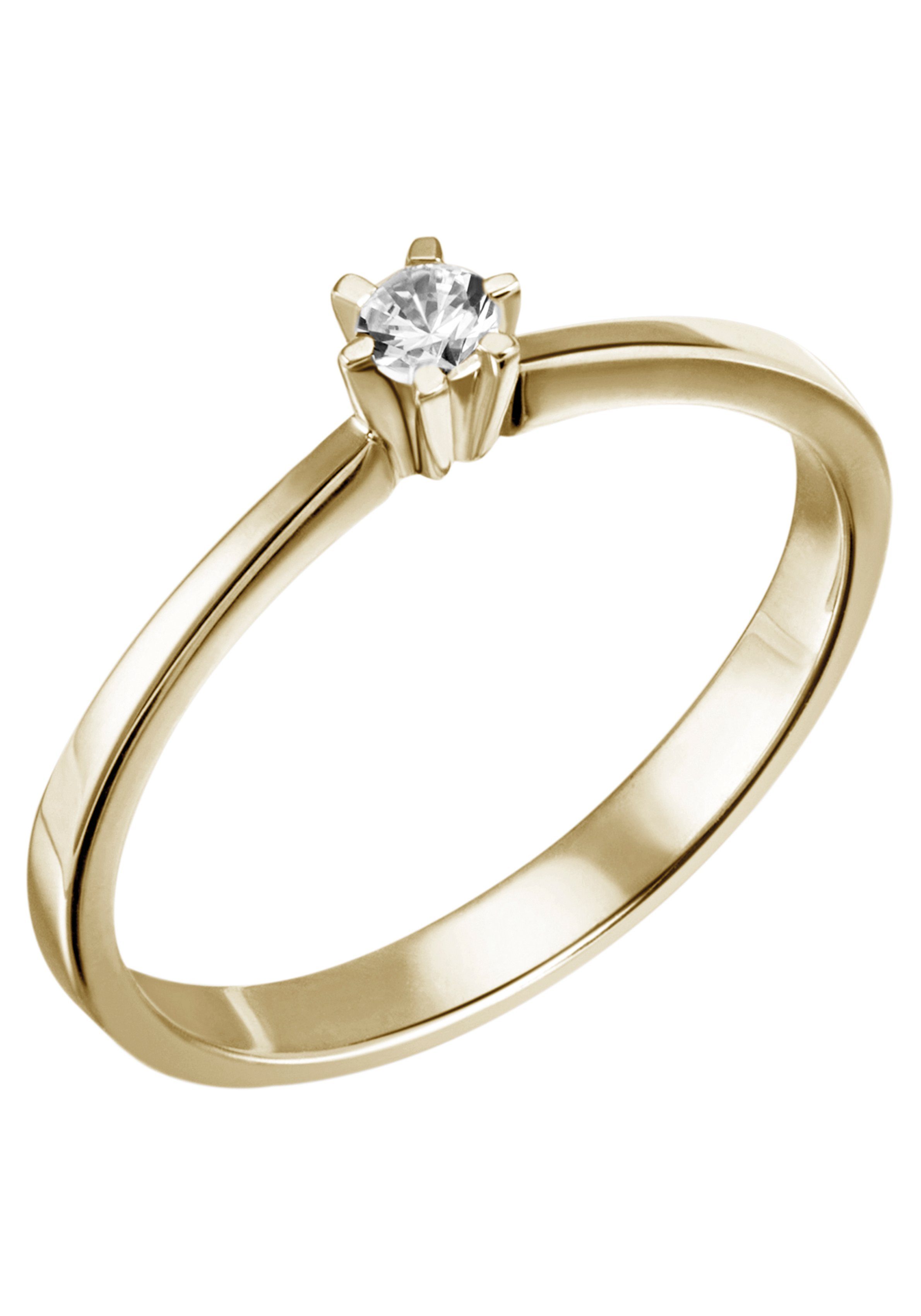Firetti Diamantring Schmuck Geschenk Gold 375 Damenring Verlobungsring Goldring Solitär, zu Kleid, Shirt, Jeans, Sneaker! Anlass Geburtstag Weihnachten