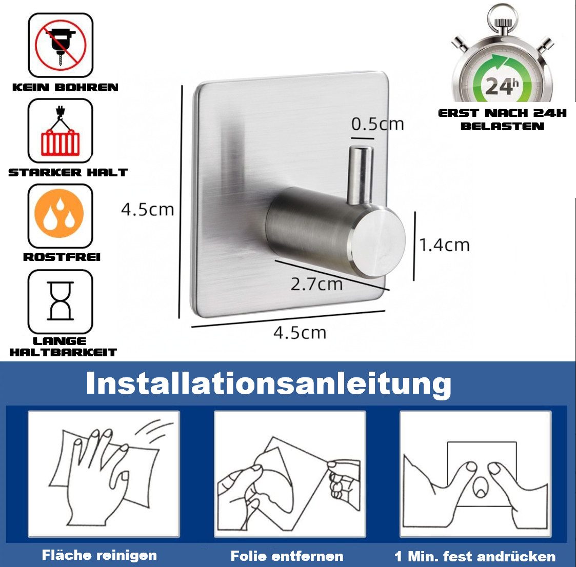 BernhStein Living Handtuchhaken, Klebehaken, Wandhaken gebürstetes günstig online kaufen