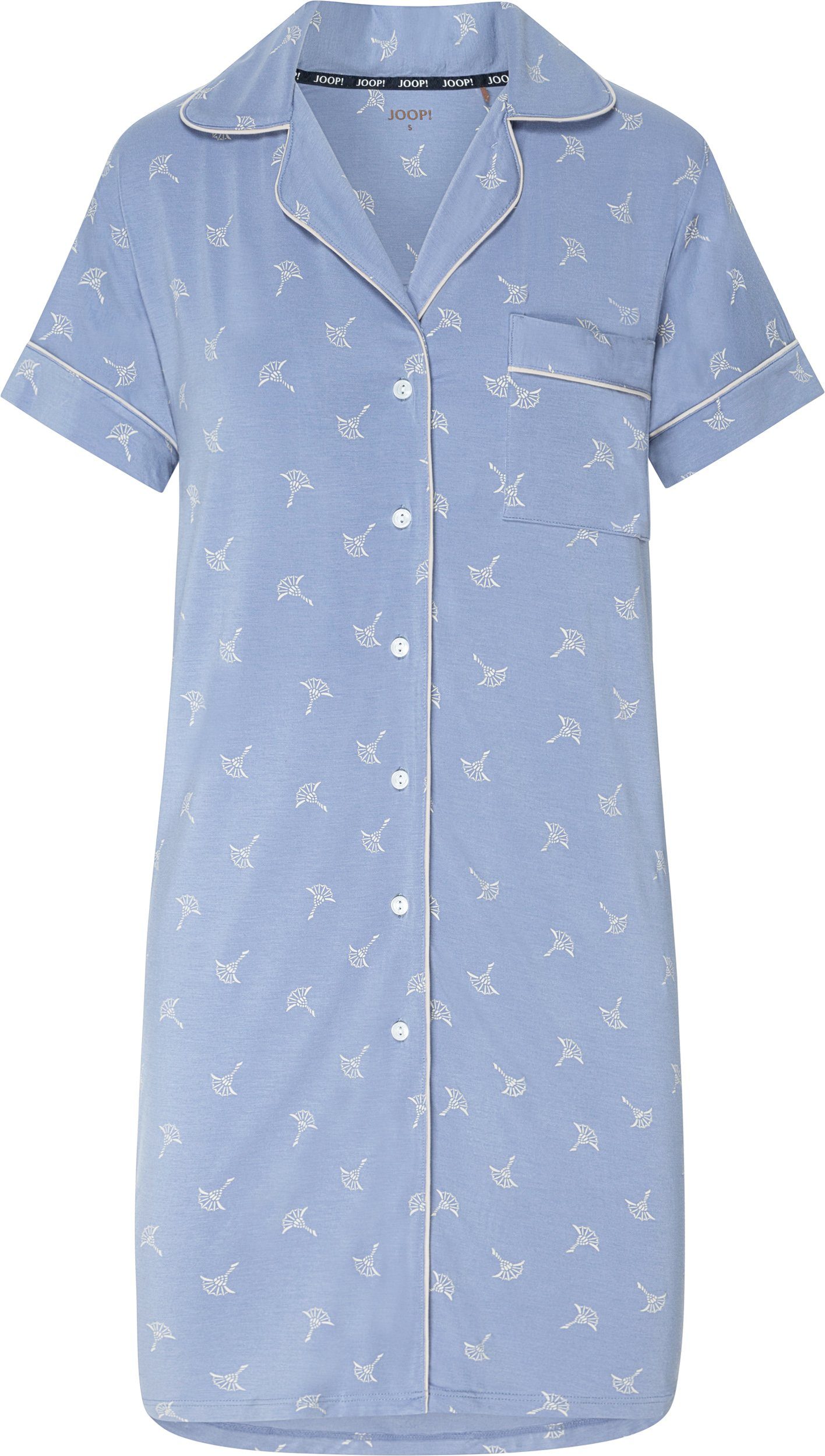 JOOP! Bodywear Pyjamaoberteil JOOP! Sheer Luxury Big Shirt bel air blue/sand