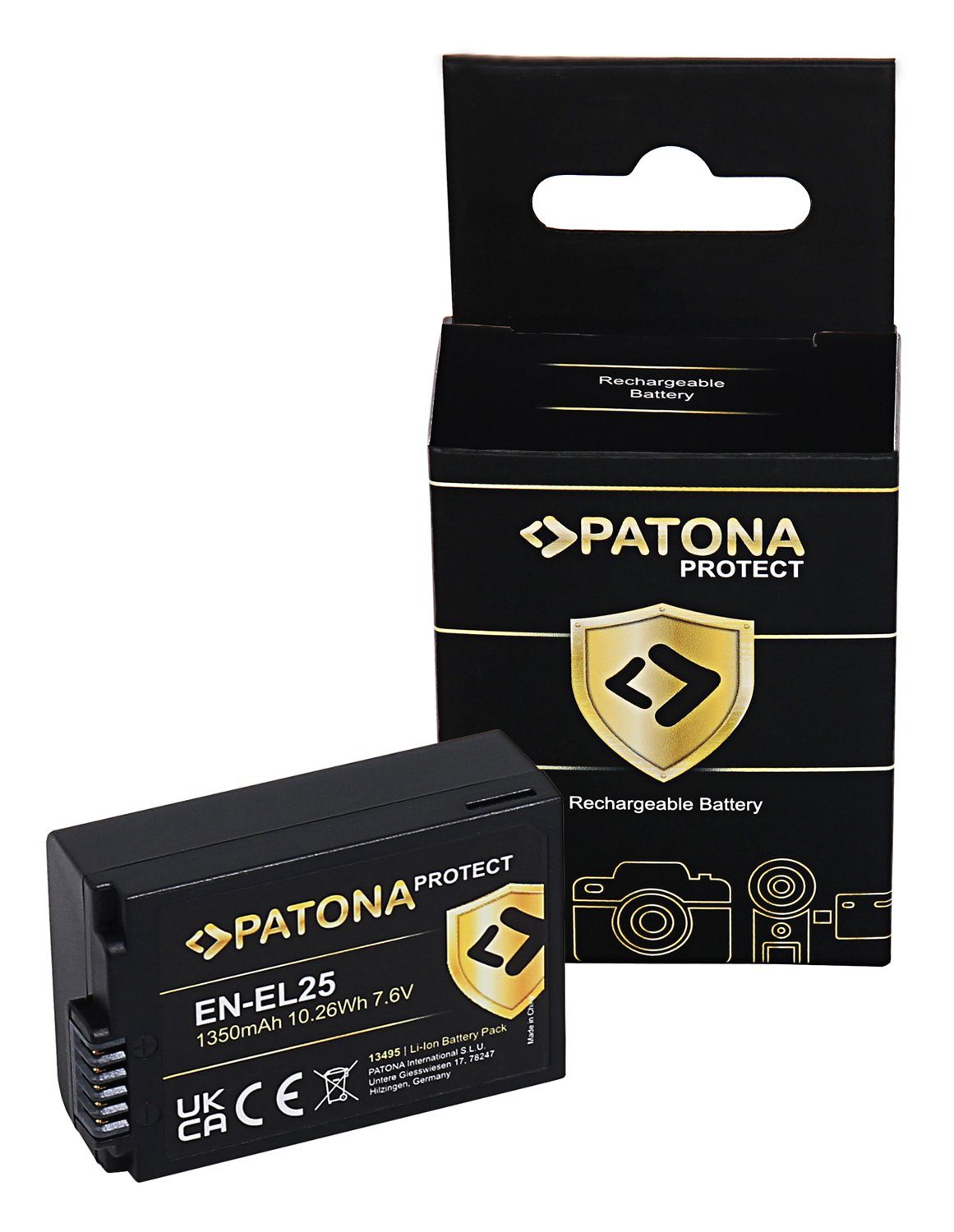Patona Protect Akku für / Z Nikon V1 mAh, fc Kamera-Akku 1350 Nikon Material 50 EN-EL25 Z aus Akku-Gehäuse feuerhemmenden die
