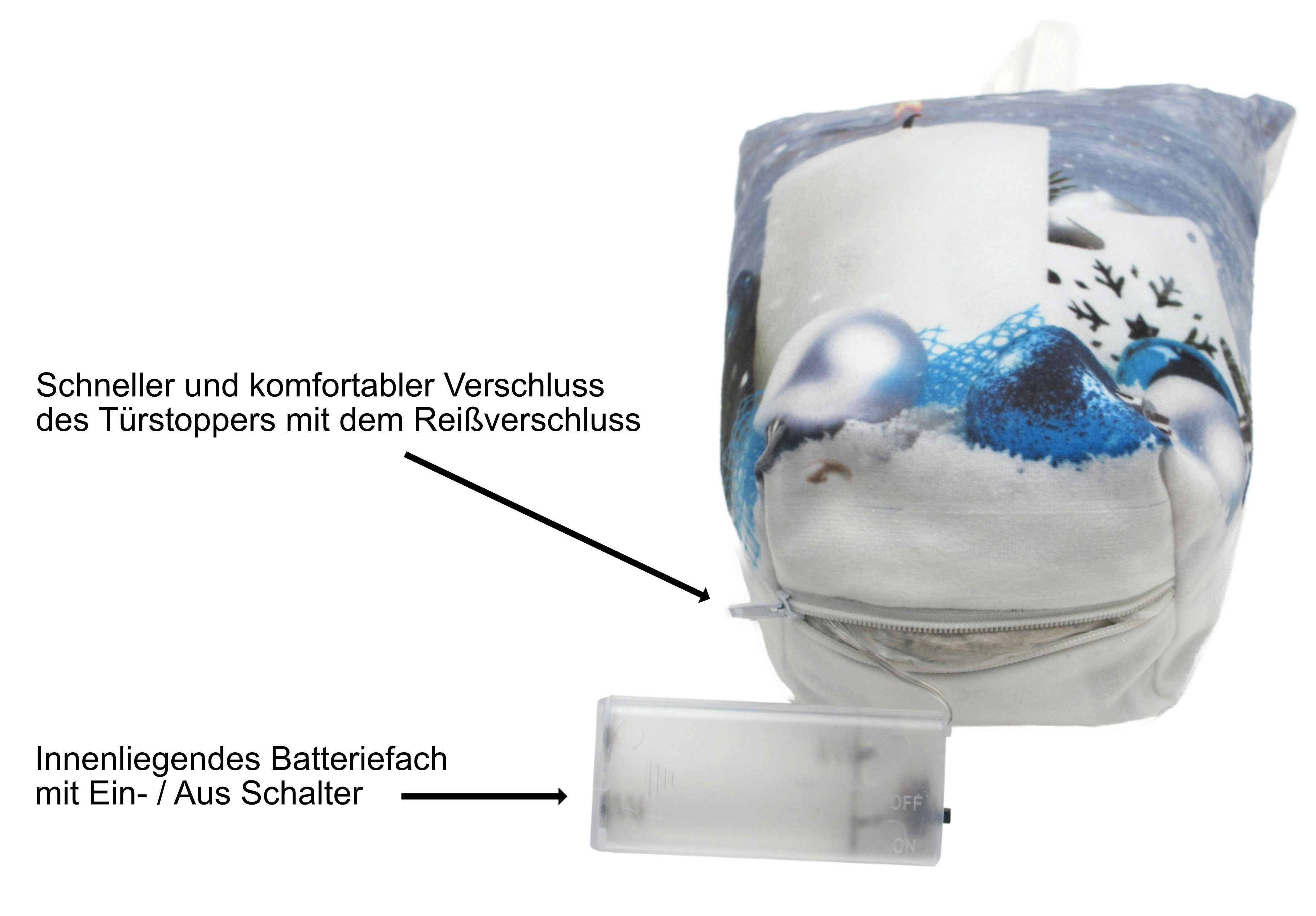 BONETTI Türstopper Türstopper mit LED Licht & Fotodruck, 700g Sandfüllung, batteriebetrieben, mit Ein- und Ausschalter