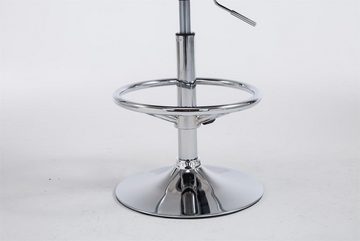 TPFLiving Barhocker Mia (2er Set), mit hoher Rückenlehne und bequemer Fußstütze - Barstuhl höhenverstellbar - Hocker für Theke & Küche - Tresenhocker 360° drehbar - Gestell: Metall chrom - Sitzfläche: Stoff Creme