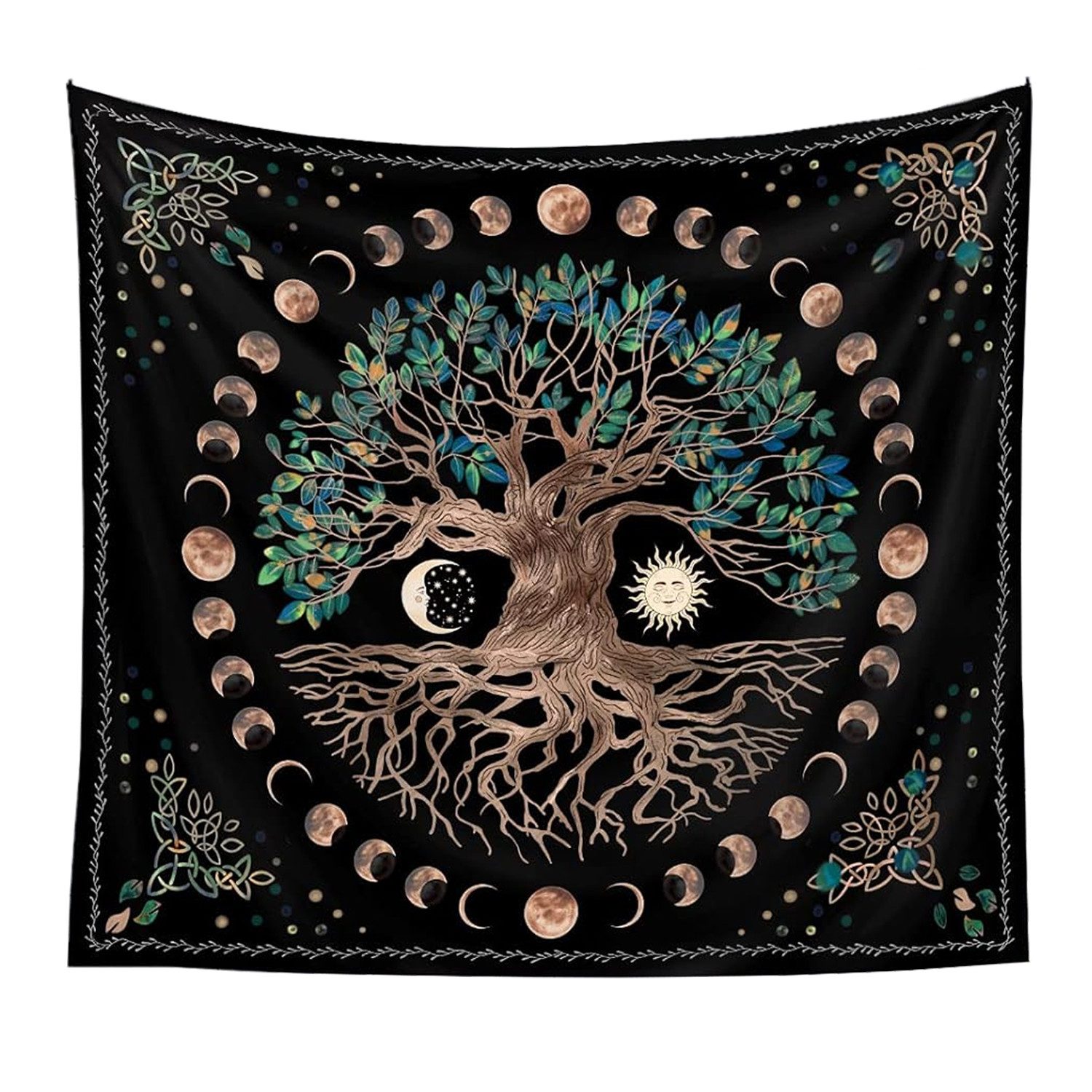 NUODWELL Wandteppich Baum des Lebens Mondphasen Tapestry Psychedelisches Ma günstig online kaufen