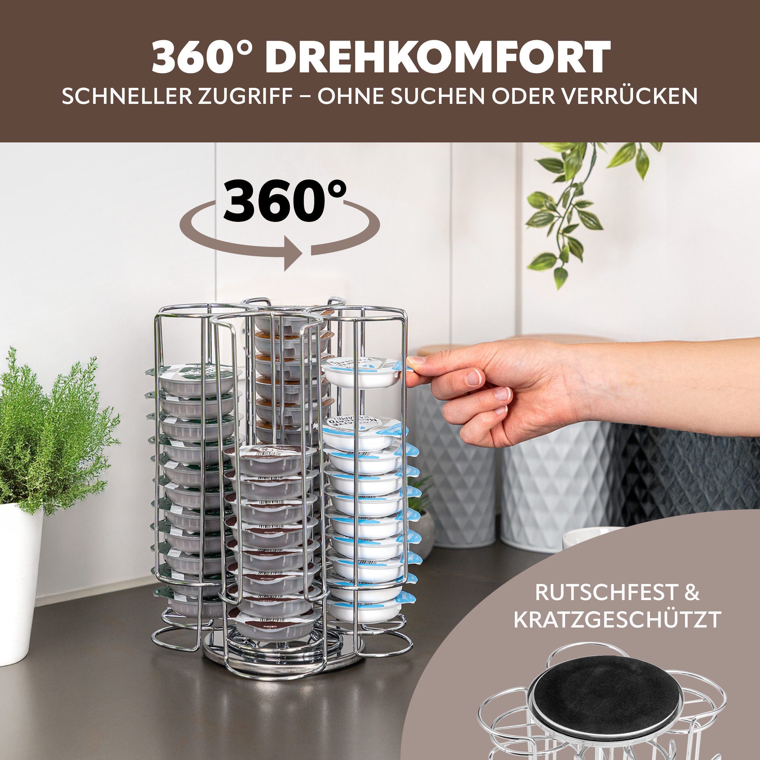 bremermann Kapselspender Kapselständer drehbar für 56 TASSIMO Kapseln, Kapselspender verchromt – Bild 5 von 5