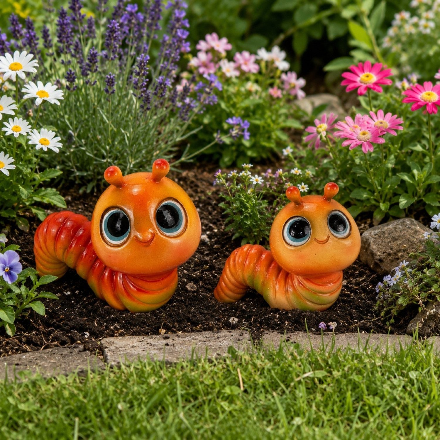 Online-Fuchs Gartenfigur Regenwurm, Raupe für außen - farbenfrohe Deko Figuren, Tiere, (farbenfroh, süßes Design), aus langlebigem Kunstharz gefertigt, wetterfe – Bild 5 von 5