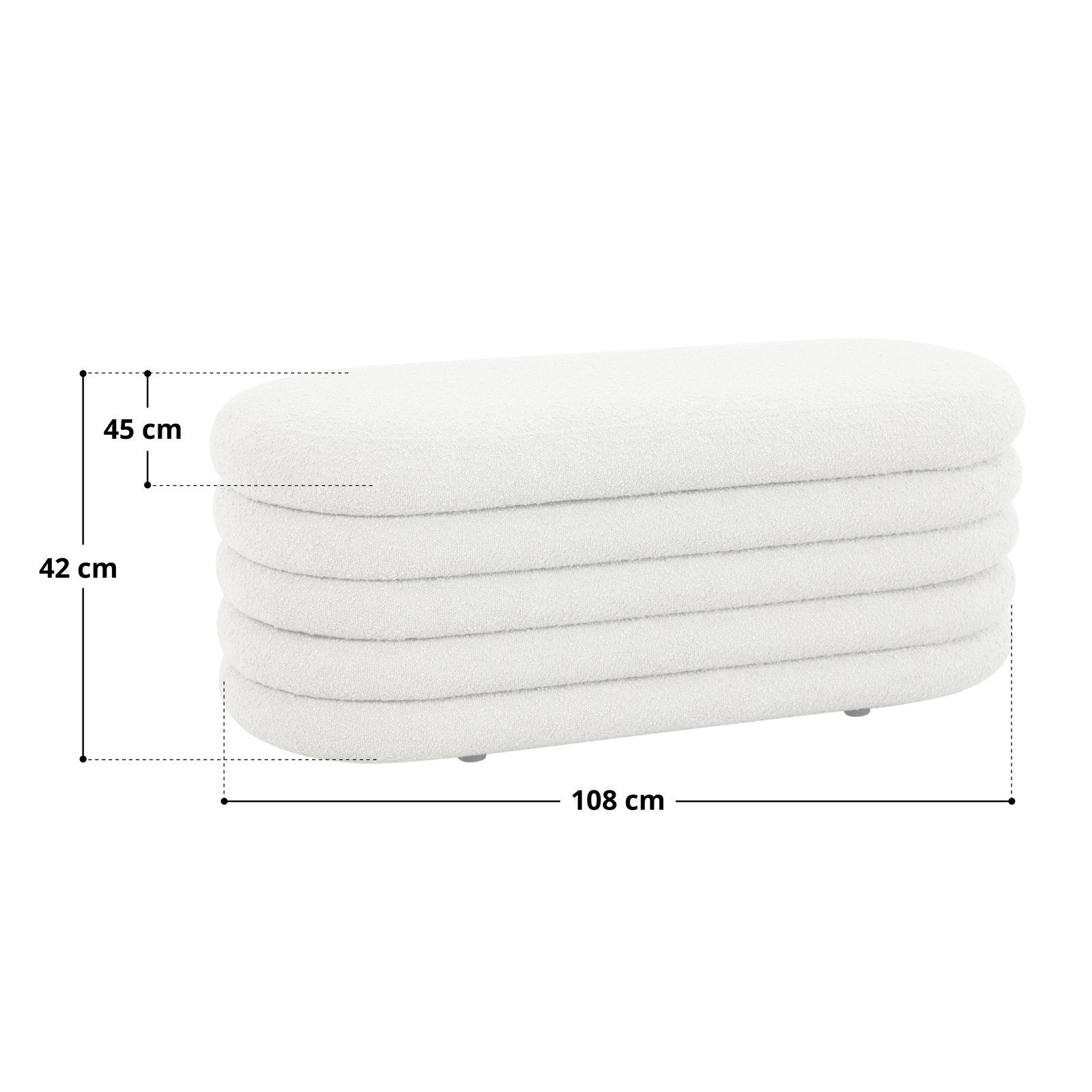 SVITA Sitzbank BLOSSOM XL, Frei im Raum stellbar, Boucle, Sitzbank mit Stauraum, Gepolstert