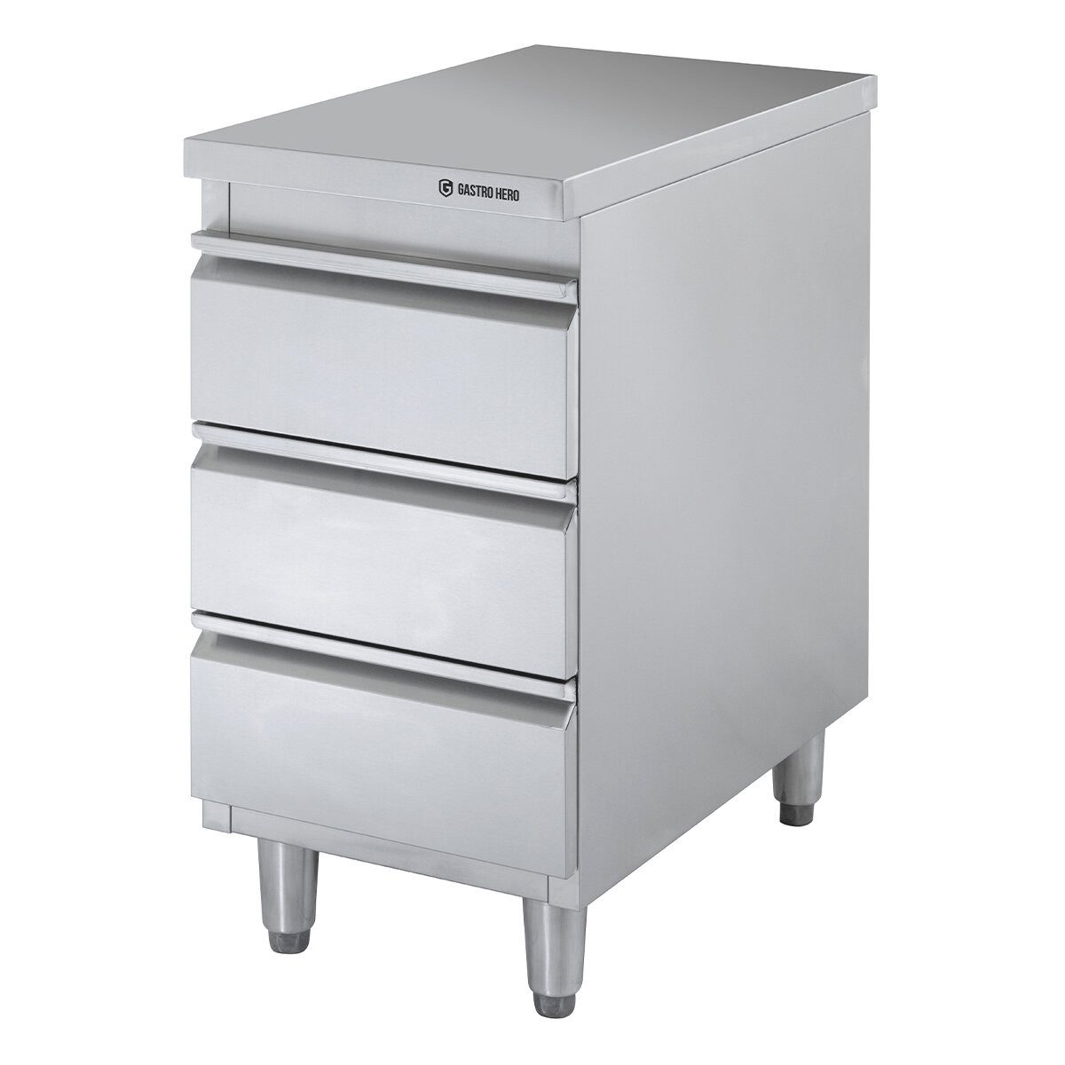 GastroHero Hochschrank Edelstahl Schubladenschrank 400x600 mm 3 Schubladen
