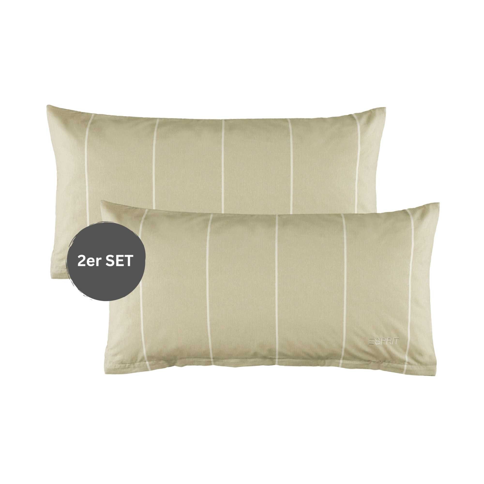 Esprit Bettwäsche HARPLINES Renforcé Kissenbezüge und Bettwäsche, Baumwolle, 2 teilig, 40 x 80 cm 2er Pack in Beige