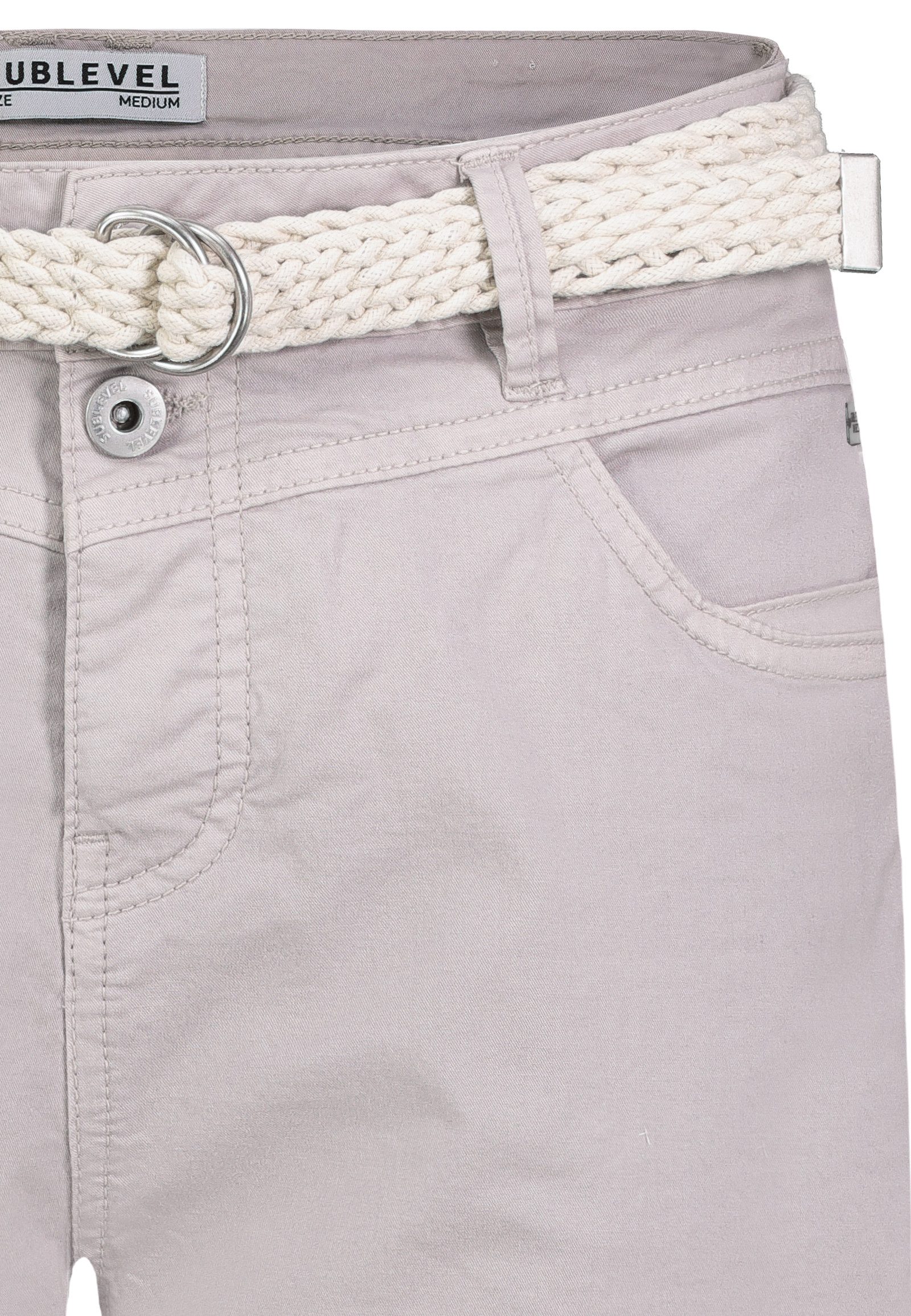 SUBLEVEL Bermudas Damen Short Bermuda kurze Hose Sommer Chino Stoff Hose mit Gürtel – Bild 3 von 5