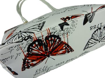 Taschen4life Henkeltasche große Damen Shopper Sommertasche Butterfly 1803, mehrfarbig im Vintage Stil, Schmetterling retro Motive, lange Henkel