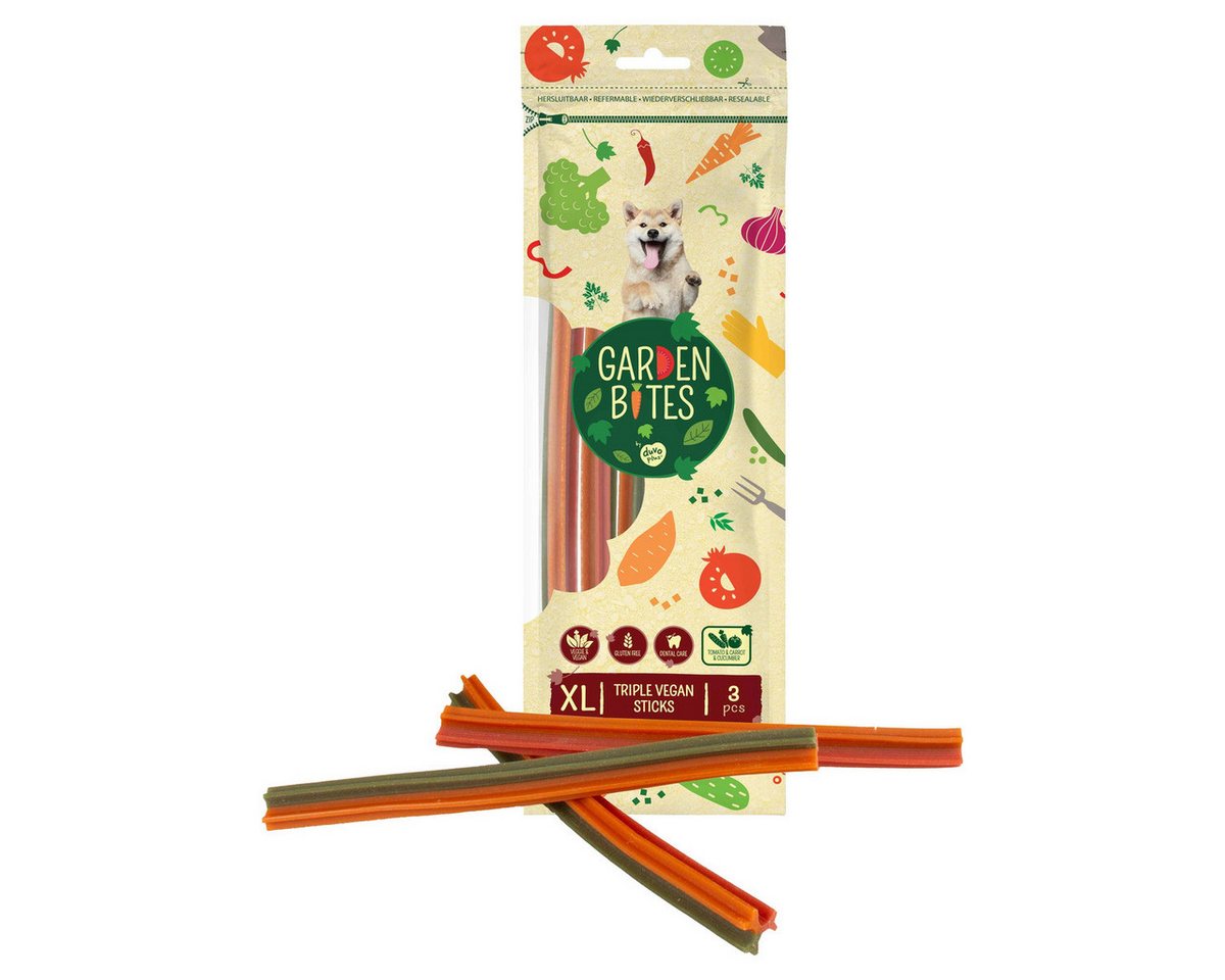 DUVO+ Garden Bites dreifach vegane Sticks, Snack für: Hund