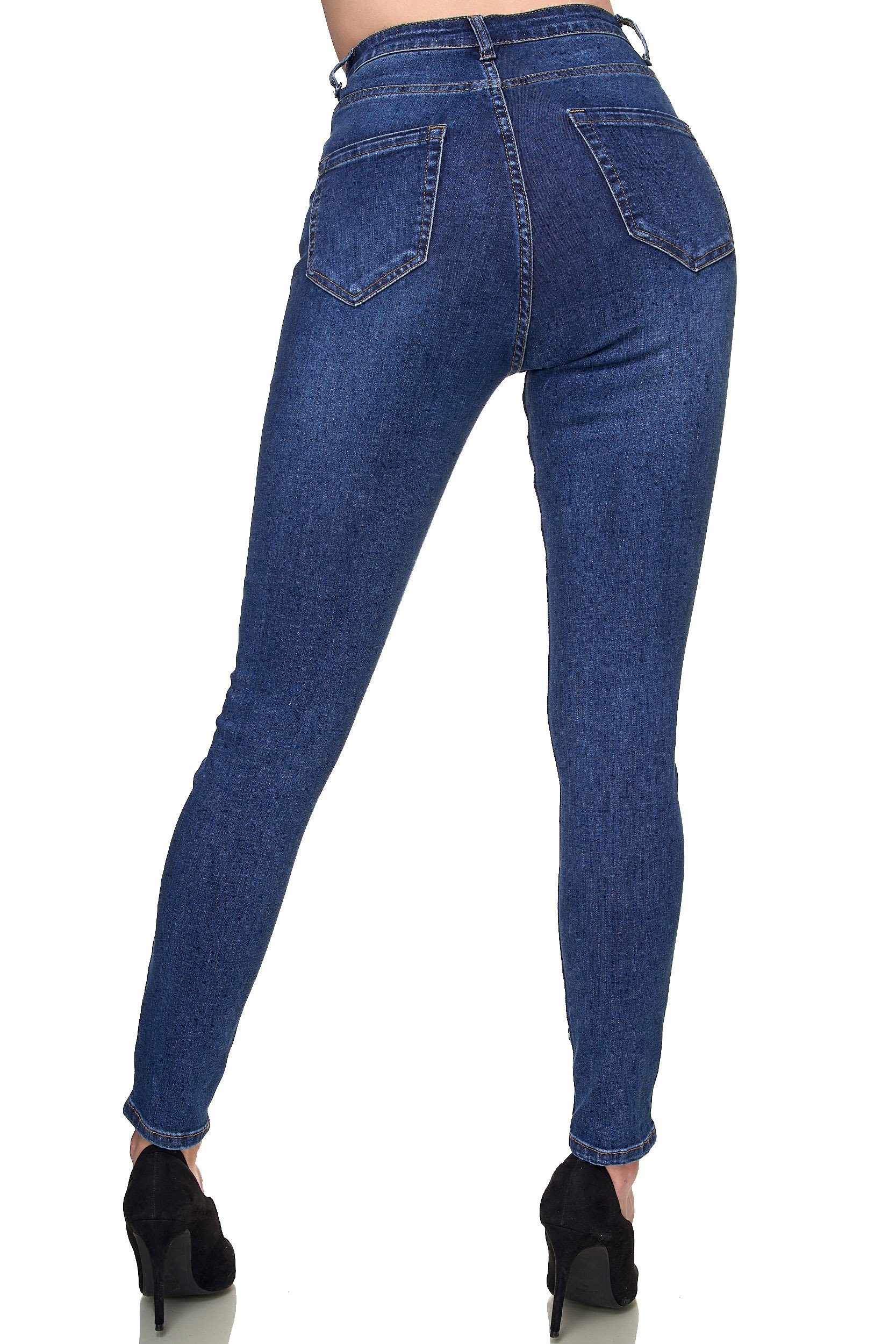 Elara High-waist-Jeans Hose Super High Damen Elara (1-tlg) Waist Dunkelblau