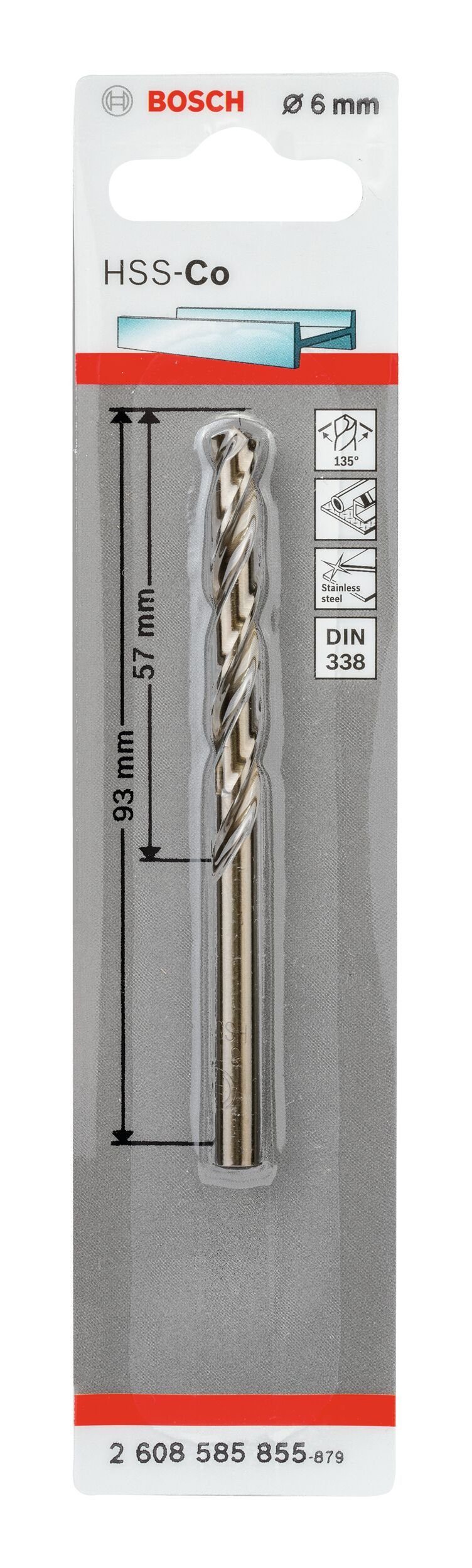 BOSCH Metallbohrer, HSS-Co 1er-Pack - 6 mm 93 57 338) - (DIN x x