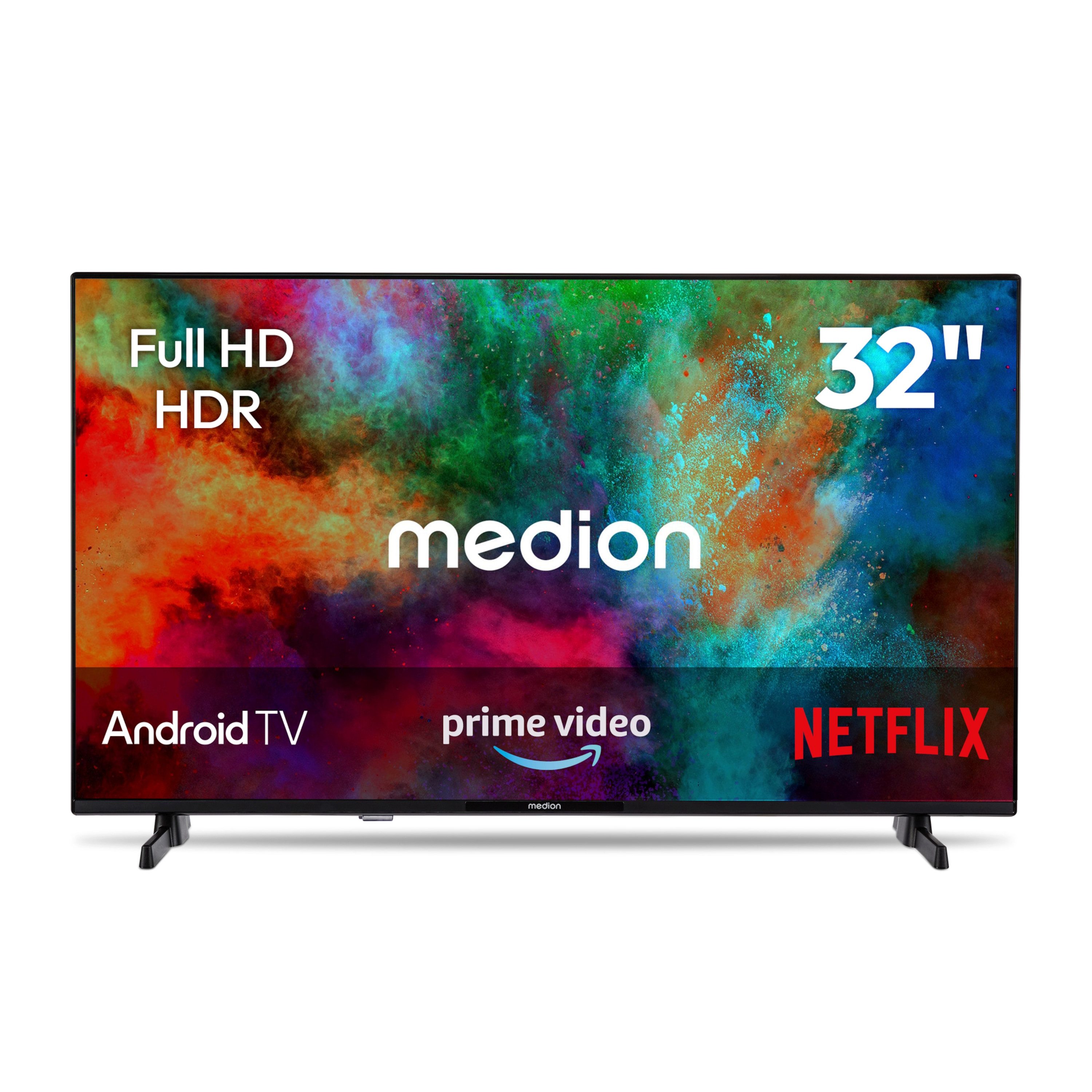 Medion® MD832100 LCD-LED Fernseher (80 cm/32 Zoll, 1080p Full HD, Android TV, HDR10, DTS HD, Virtual X, Playstore, Netflix, HBO Max, Prime Video)