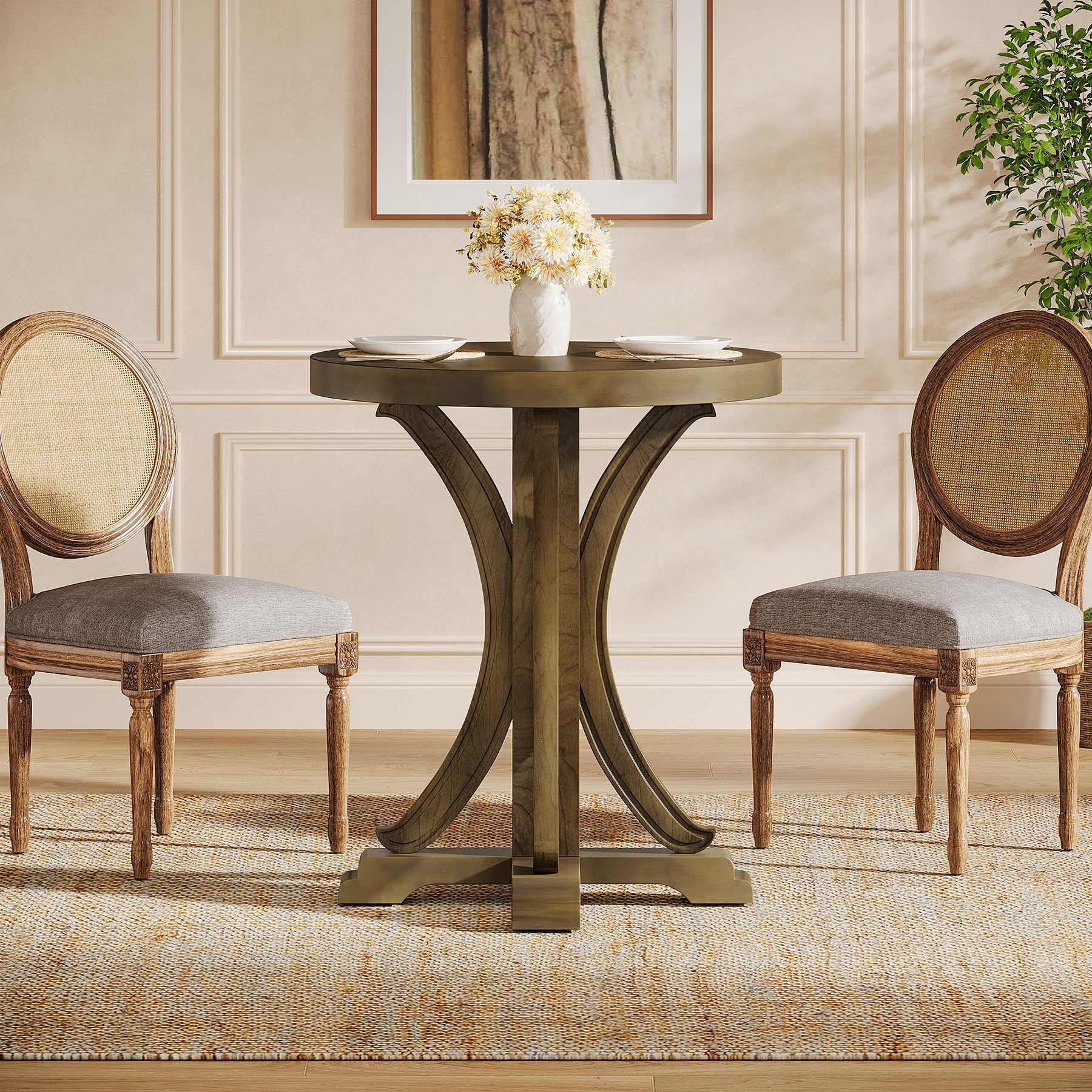 Tribesigns Esstisch Runder Küchentisch für 2 Personen, Bistrotisch mit mass günstig online kaufen