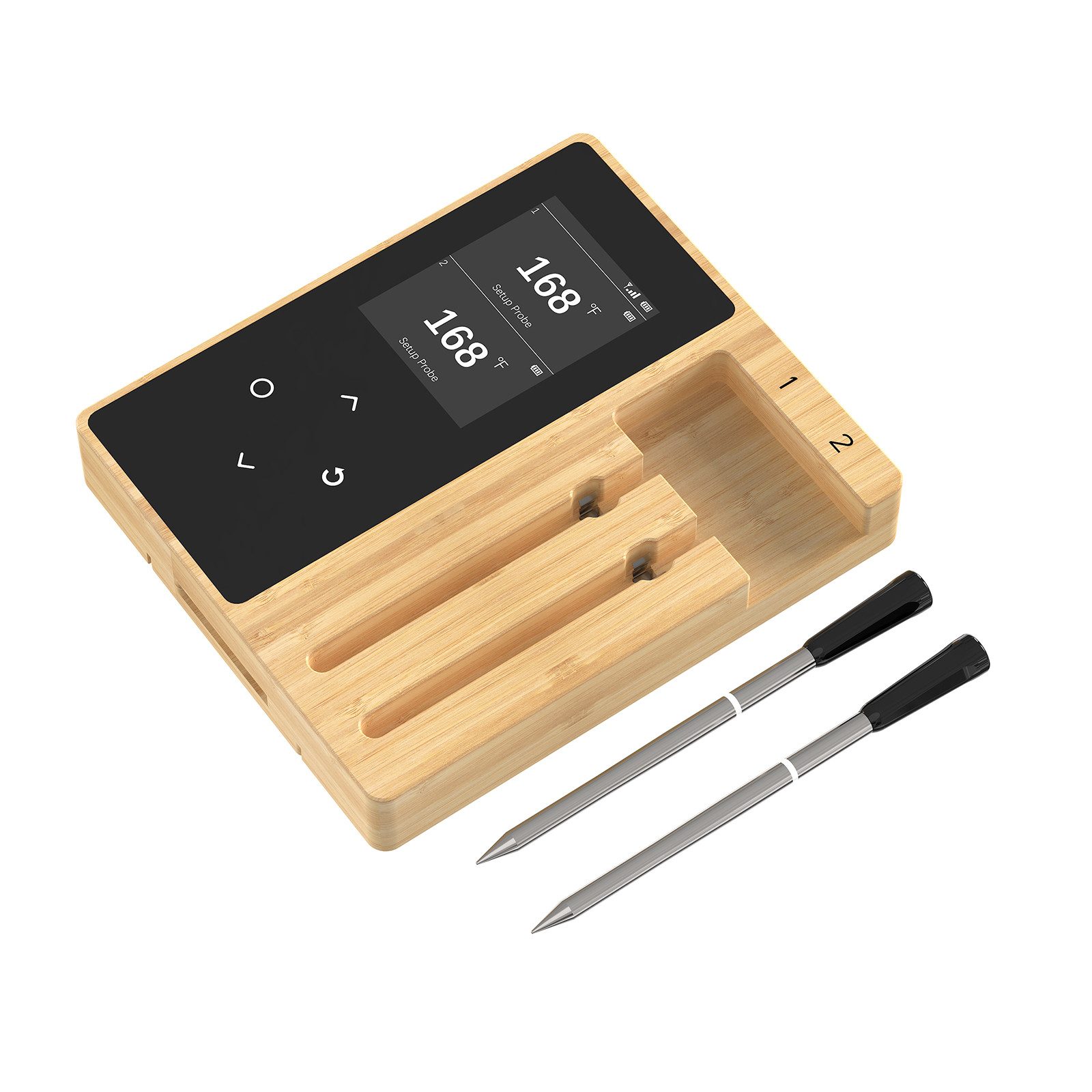 BBWL Kochthermometer Bluetooth Bratenthermometer Schnellladung Lebensmittelecht, 2-tlg., 304 Edelstahl Keramik Wasserdicht Grill Küche
