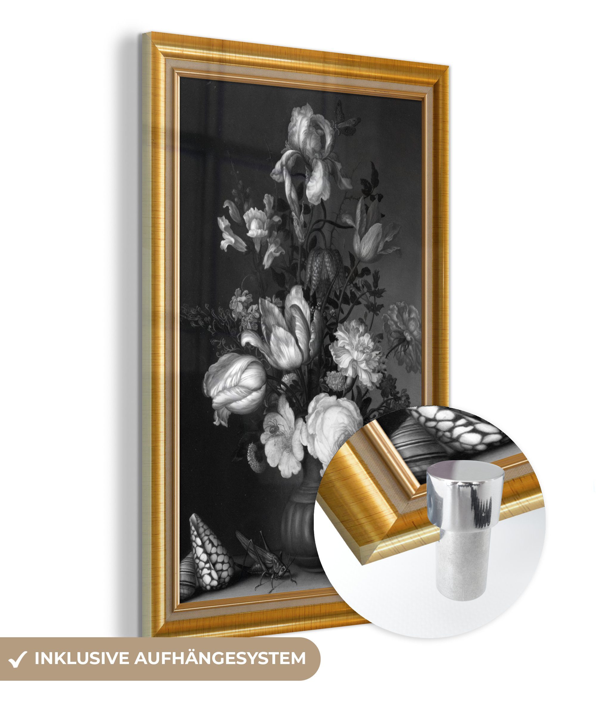 MuchoWow Acrylglasbild Alte Meister - Kunst - Liste - Gold, (1 St), Glasbilder - Bilder auf Glas Wandbild - Foto auf Glas - Wanddekoration | Bilder