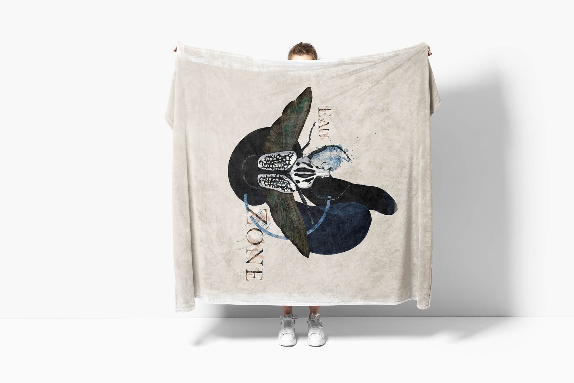 Kuscheldecke Käfer Motiv, Art Handtücher Kunstvoll Sinus Baumwolle-Polyester-Mix (1-St), Strandhandtuch Saunatuch Handtuch Handtuch