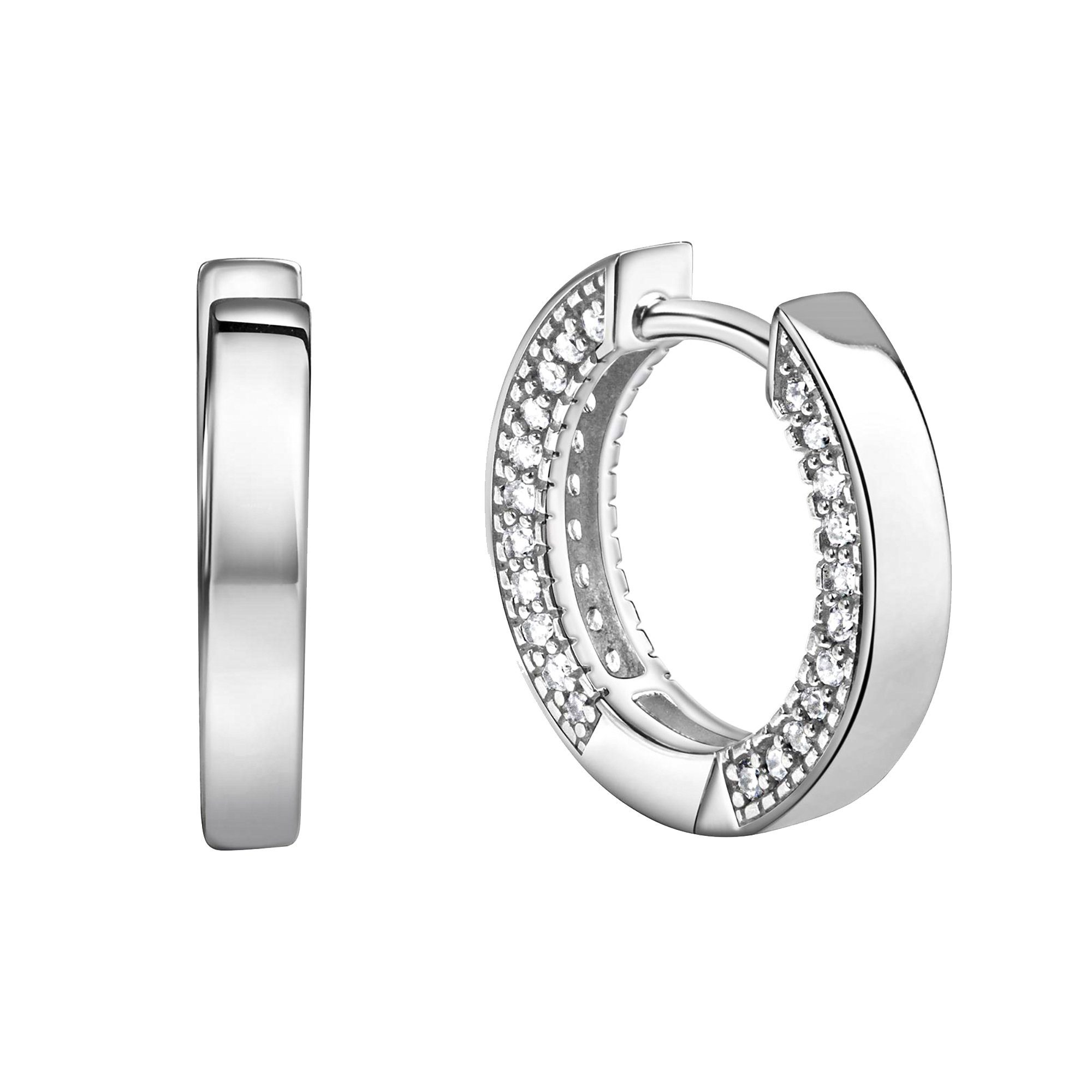 CELESTA Paar Creolen Silber 925 rhodiniert mit 88 weißen Zirkonia-Steinen