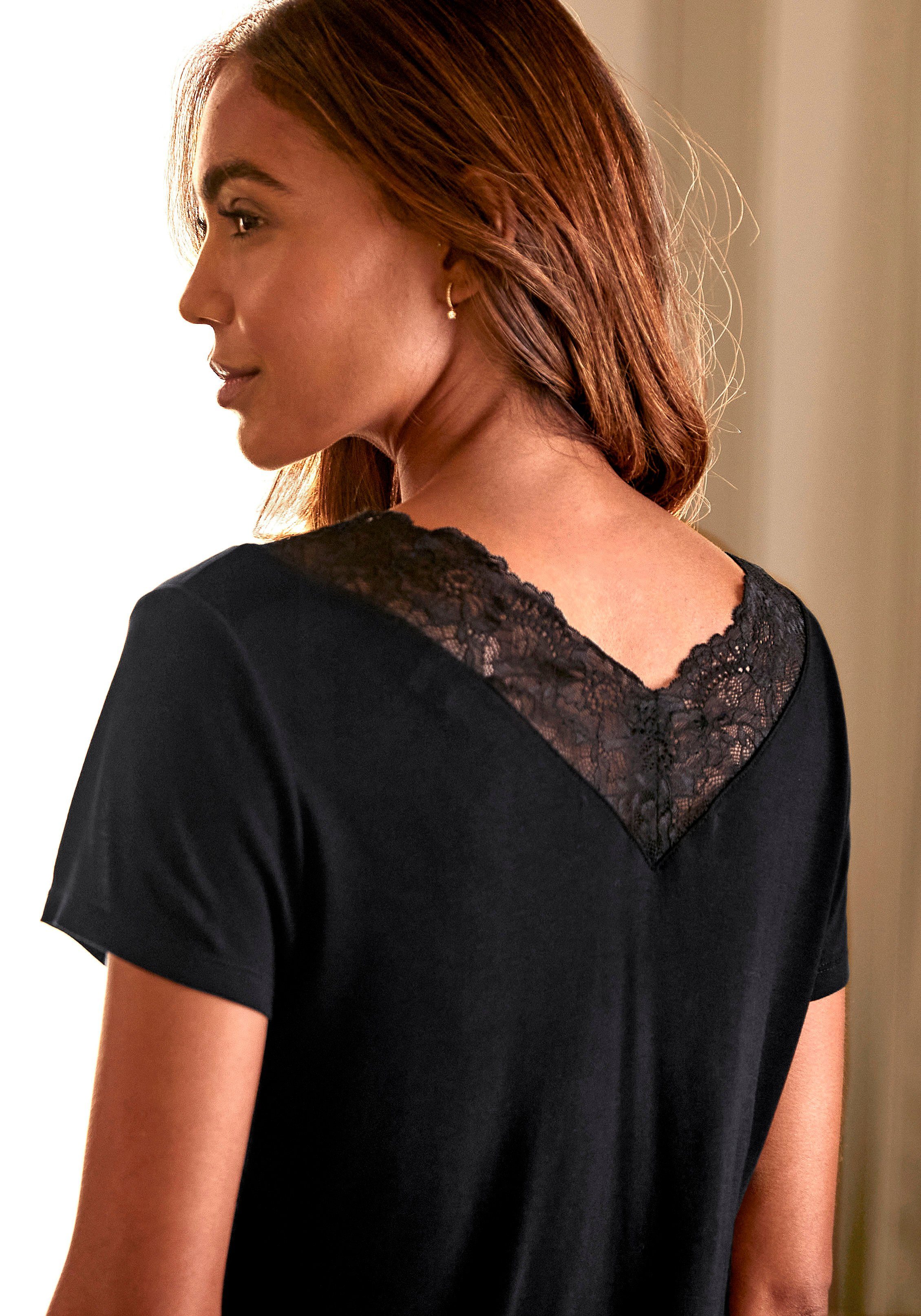 LASCANA Pyjama (2 tlg., 2-teilig) mit Spitzeneinsätzen