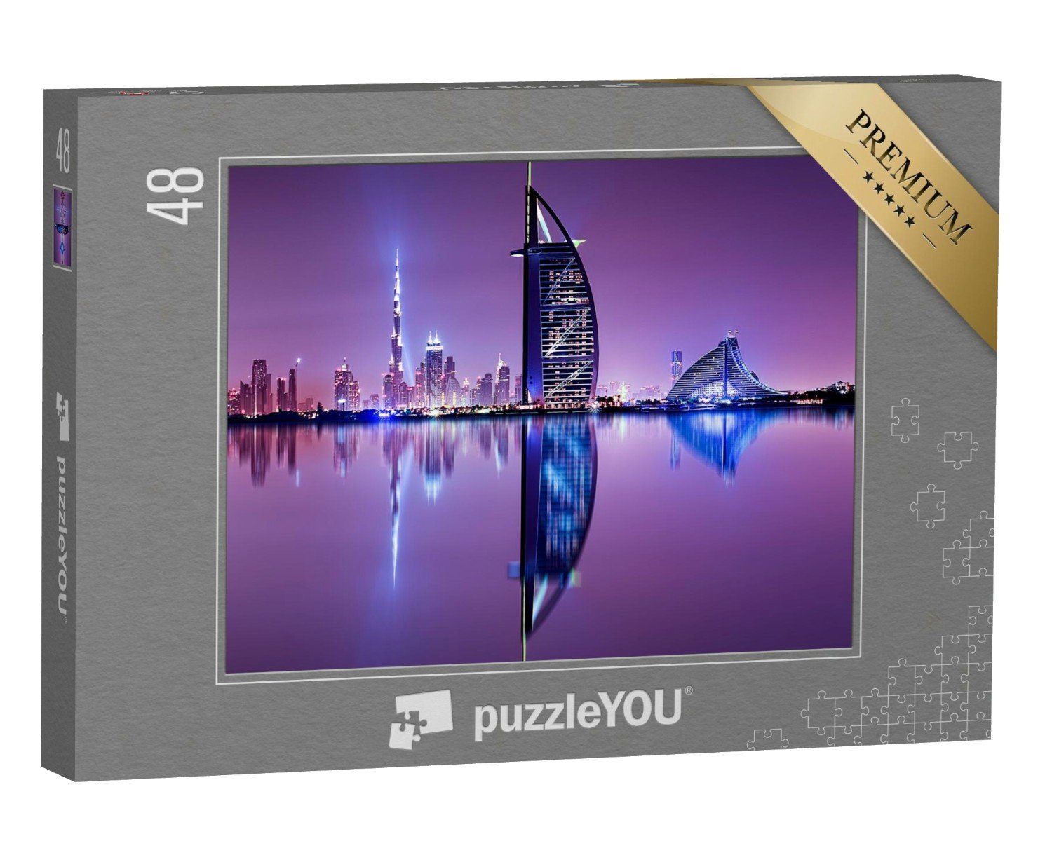 puzzleYOU Puzzle Skyline von Dubai bei Nacht, 48 Puzzleteile, puzzleYOU-Kollektionen Arabien