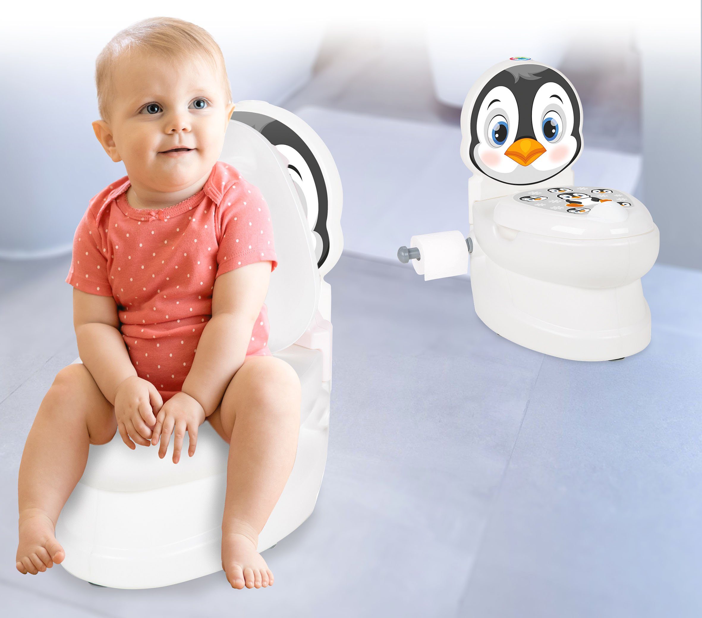 Jamara Toilettentrainer Meine kleine Sound Licht und Pinguin, Toilette, mit