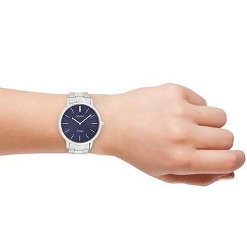 OOZOO Quarzuhr Oozoo Damen Armbanduhr silber, Damenuhr rund, groß (ca. 42mm) Edelstahlarmband, Fashion-Style