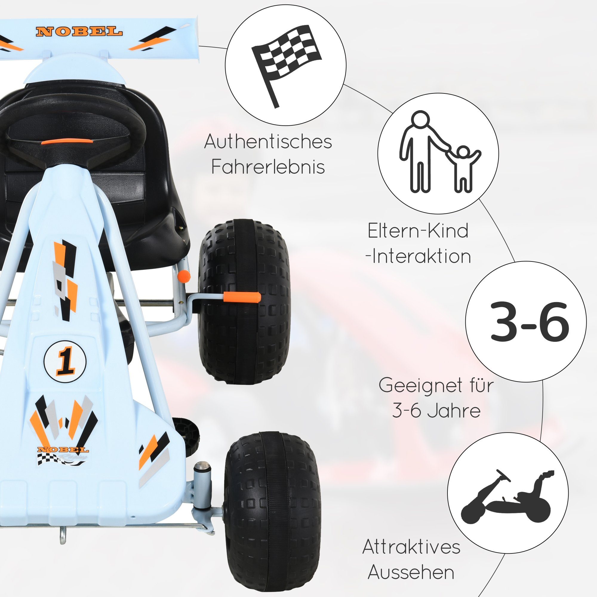 HOMCOM Go-Kart Kids Go-Kart with Handbrake