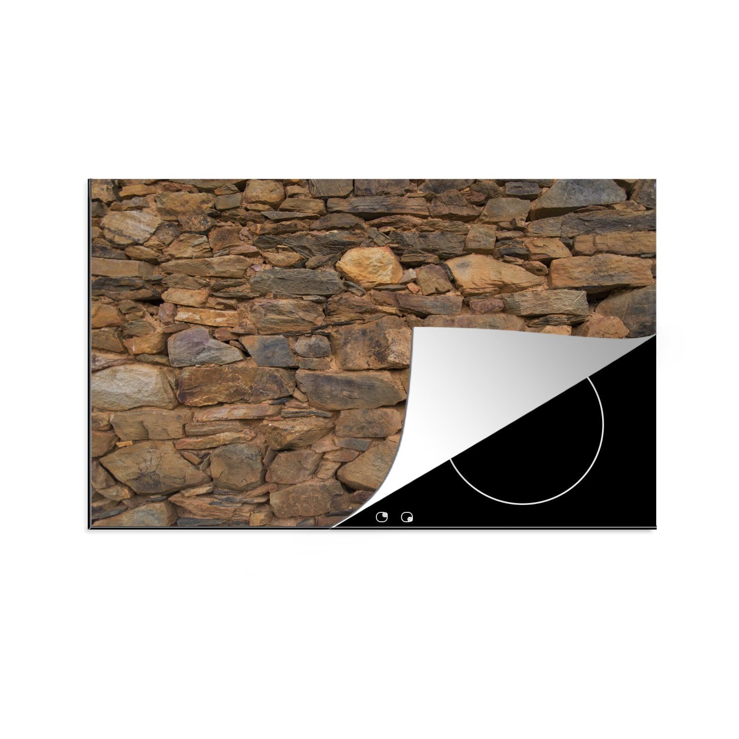 Steine tlg), Schutz Vinyl, küche, - Induktionskochfeld cm, die MuchoWow (1 - Muster, für Ceranfeldabdeckung Herdblende-/Abdeckplatte 81x52 Wand