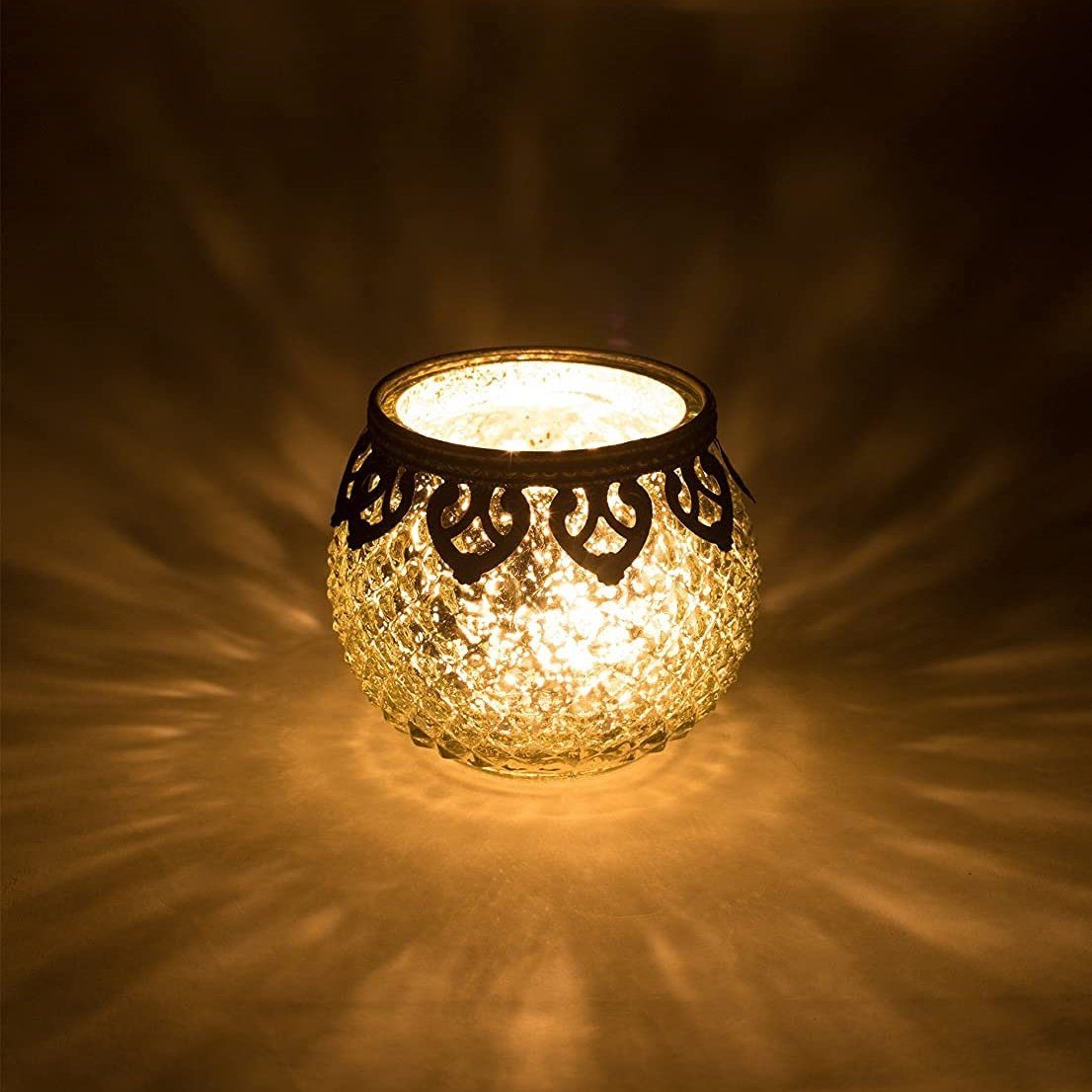 Silber Stück) (Set, (Oval) Teelichthalter 2 Jinfa® Windlichter Silber Gold, Elegantes Set Jinfa in 2er