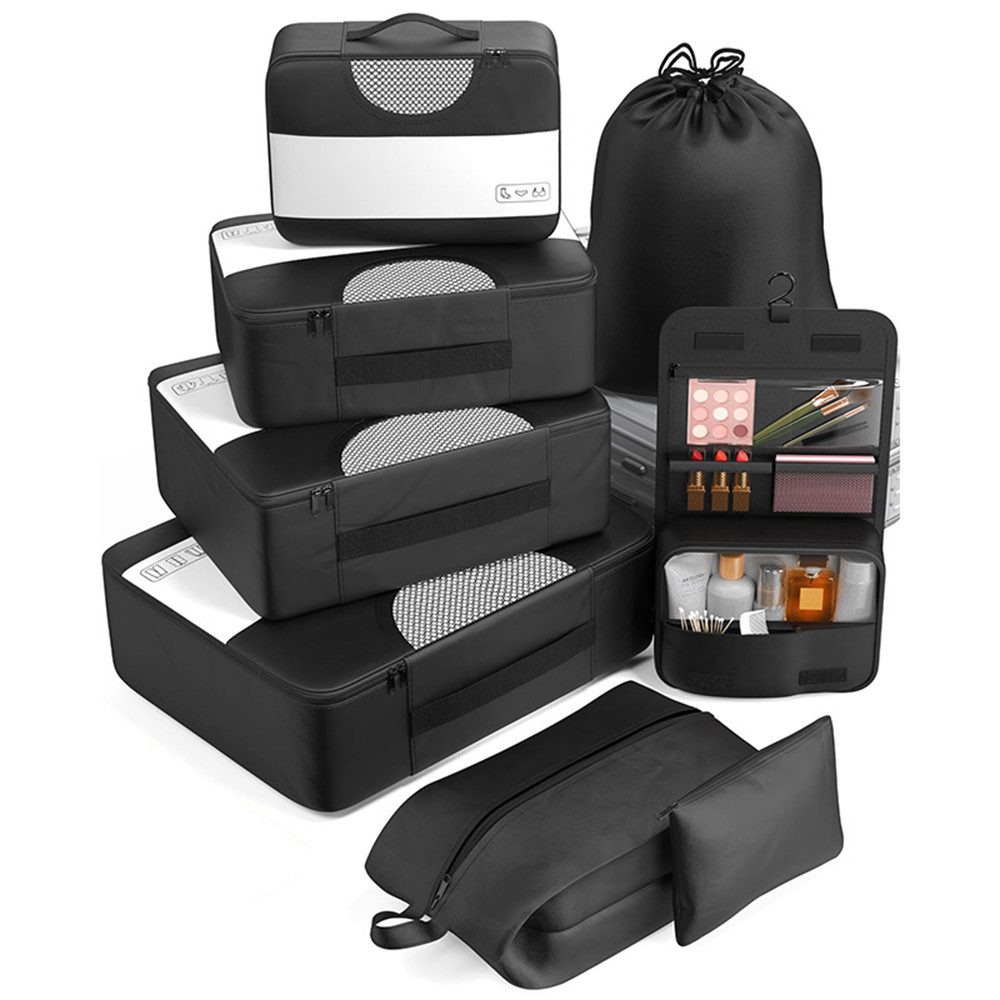 Coonoor Kofferorganizer Koffer Organizer Set 8-tlg. – Packing Cubes & Packtaschen mit Schuh (8-tlg), Kosmetiktasche für Reisen, Travel Essentials