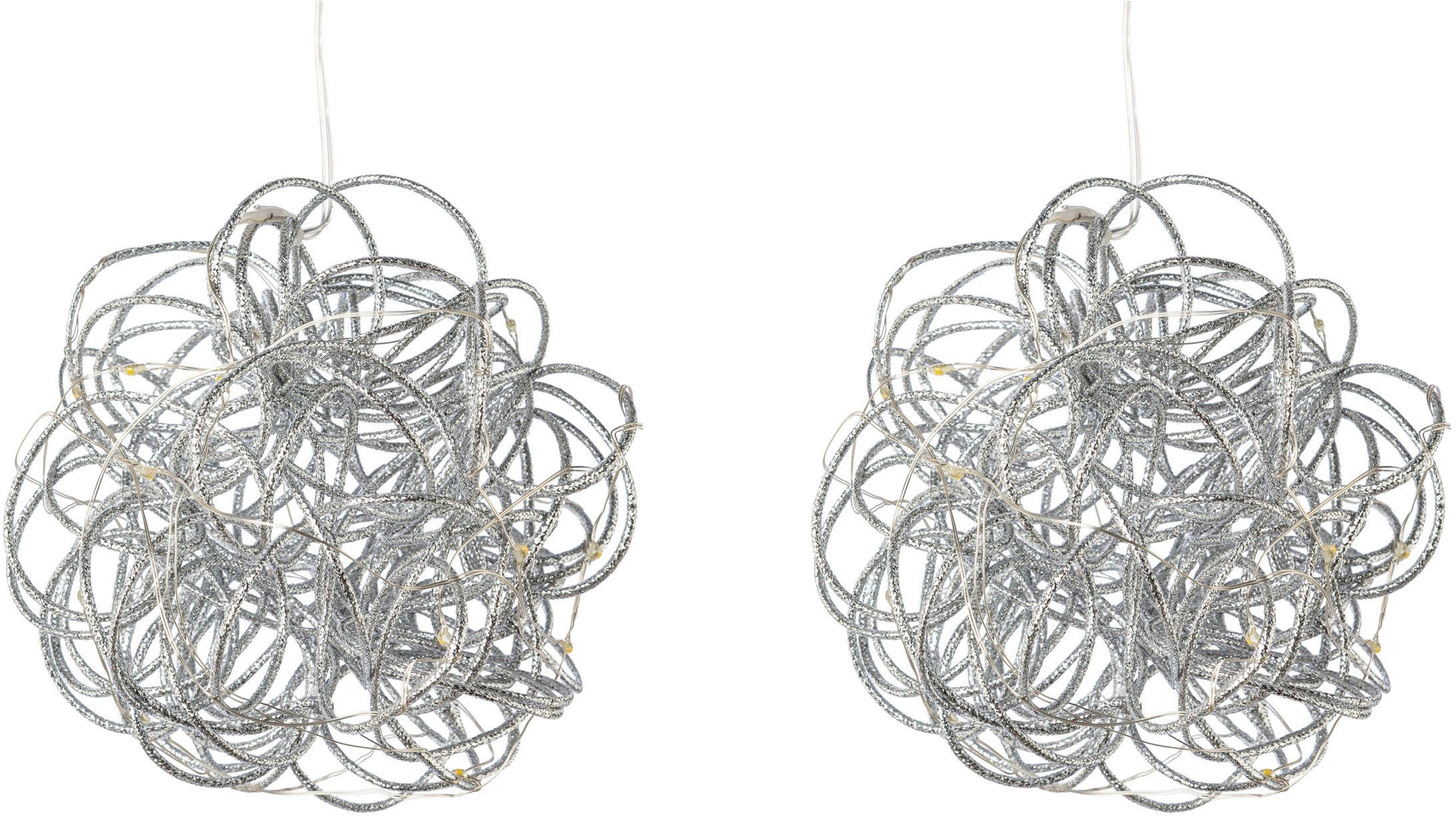 Creativ light Dekoobjekt Hänge-Drahtkugel (Set, 2 St), mit 10 LED's, Ø 15 cm, batteriebetrieben, 2er-Set