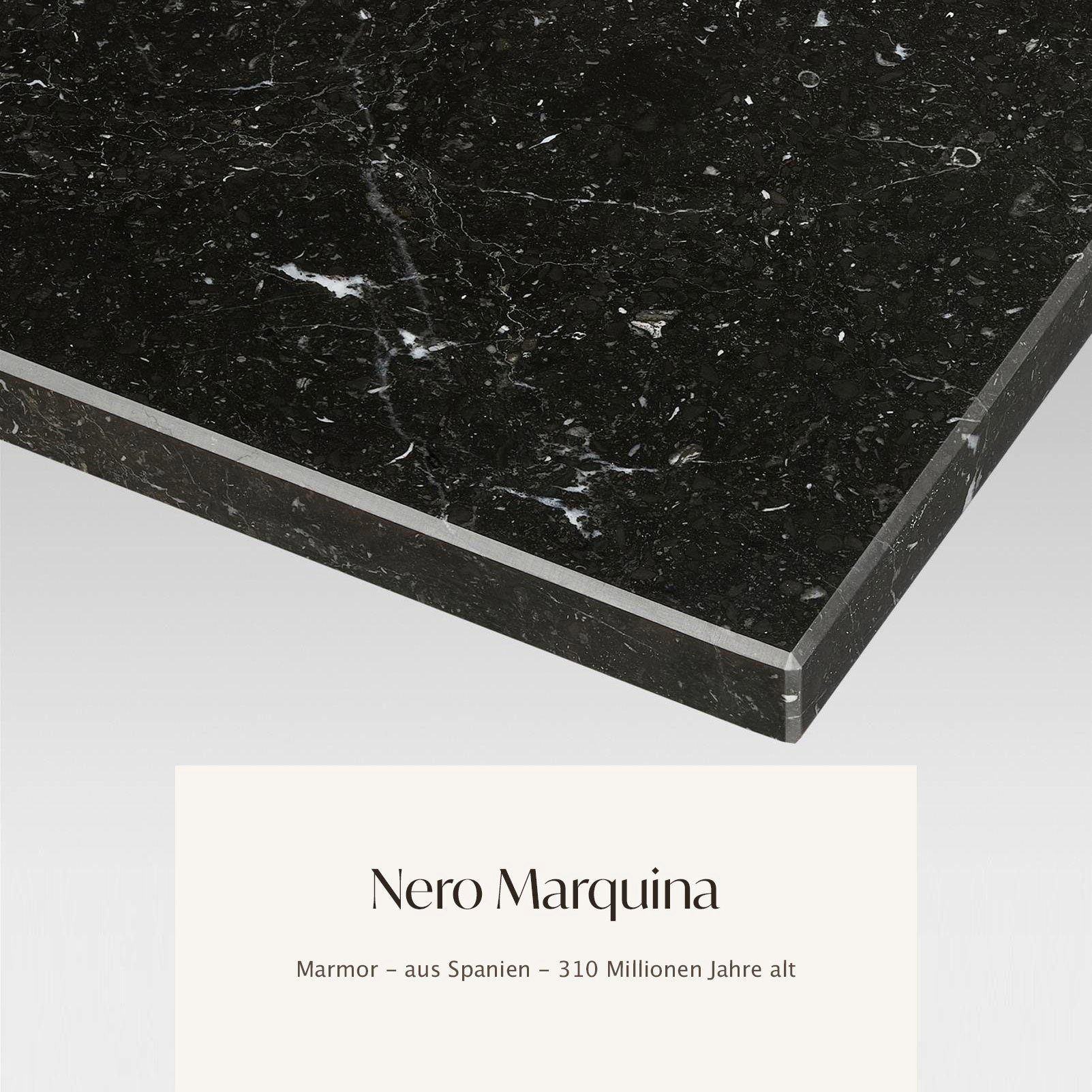 MAGNA Atelier Couchtisch FLORENZ mit ECHTEM MARMOR, Wohnzimmer Tisch rund, Beistelltisch, schwarz Metallgestell, Ø50x52cm Nero Marquina