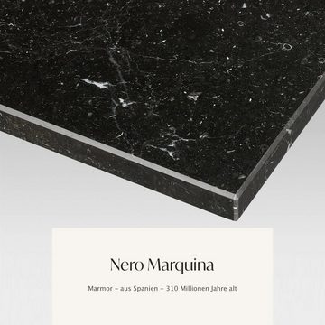 MAGNA Atelier Esstisch LOUISIANA mit Marmor Tischplatte, Küchentisch eckig, Eichenholz, Naturstein, 160x80x75cm
