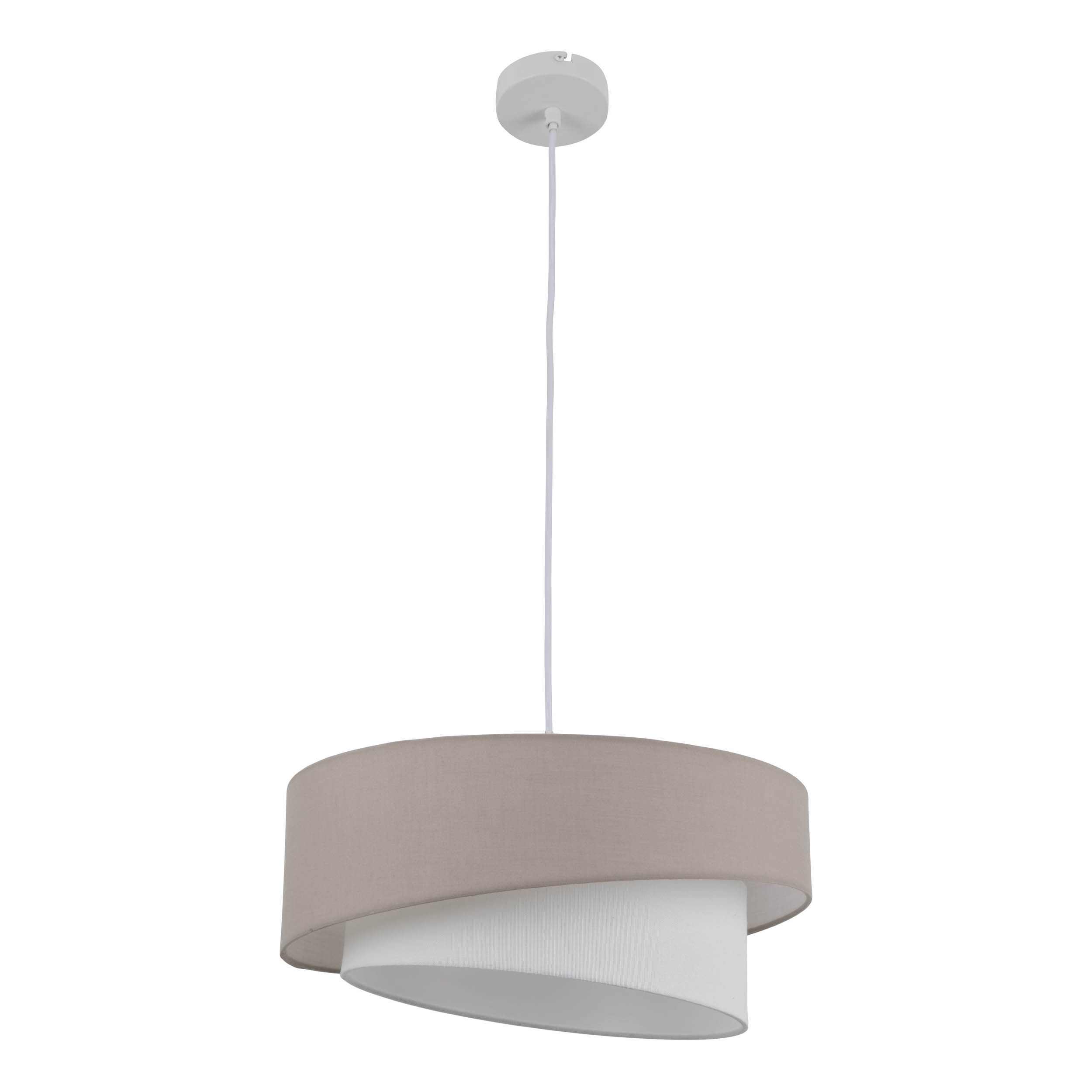 OTTO home Pendelleuchte Kallona, Stoffschirm, Pendellampe, ohne Leuchtmittel, Textilschirm beige-weiß, exkl. 1x E27 / 15 W (LED), H: 150 cm/Ø: 40 cm