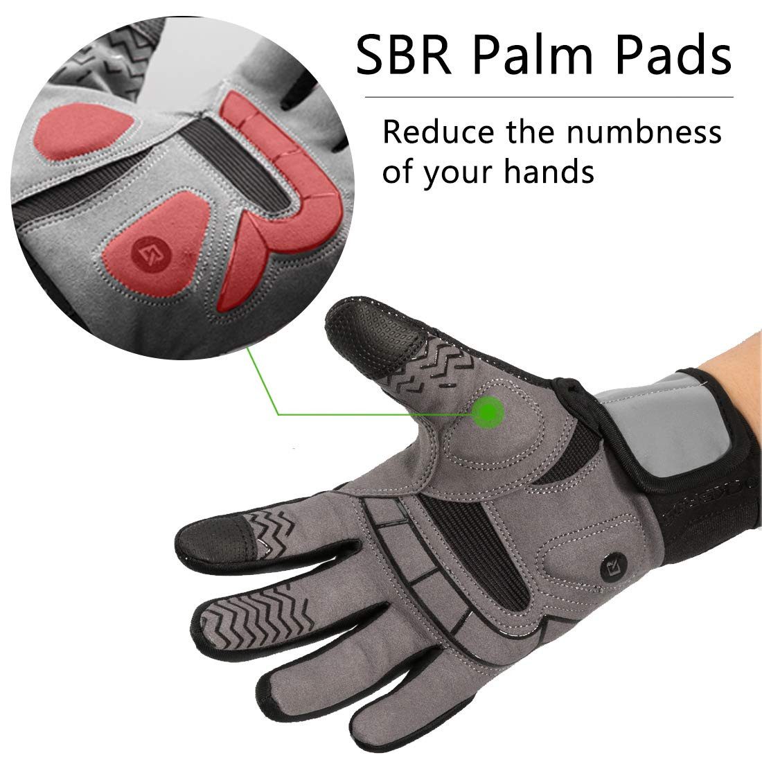 ROCKBROS Fahrradhandschuhe Winterhandschuhe mit Polarfleece, Touchscreen & Reflektierende TOUCHSCREEN-KOMPATIBLE FINGERSPITZEN – Bild 5 von 5