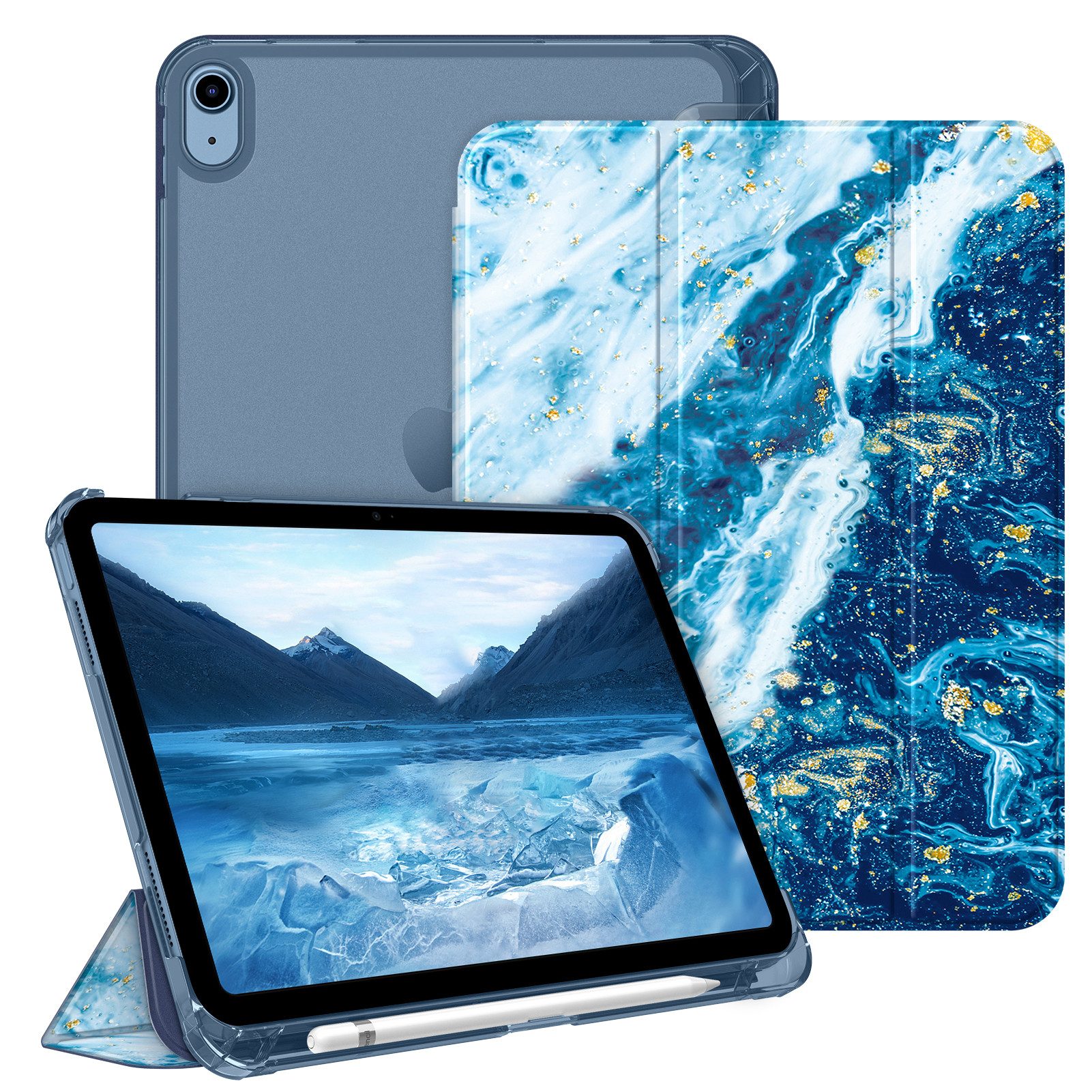 Fintie Tablet-Hülle für iPad 11 Generation 11‘’ 2025 (A16), iPad 10 Generation 10.9'' 2022, ultradünn, mit Stifthalter, transparenter Rückseite, Auto Schlaf/Wach