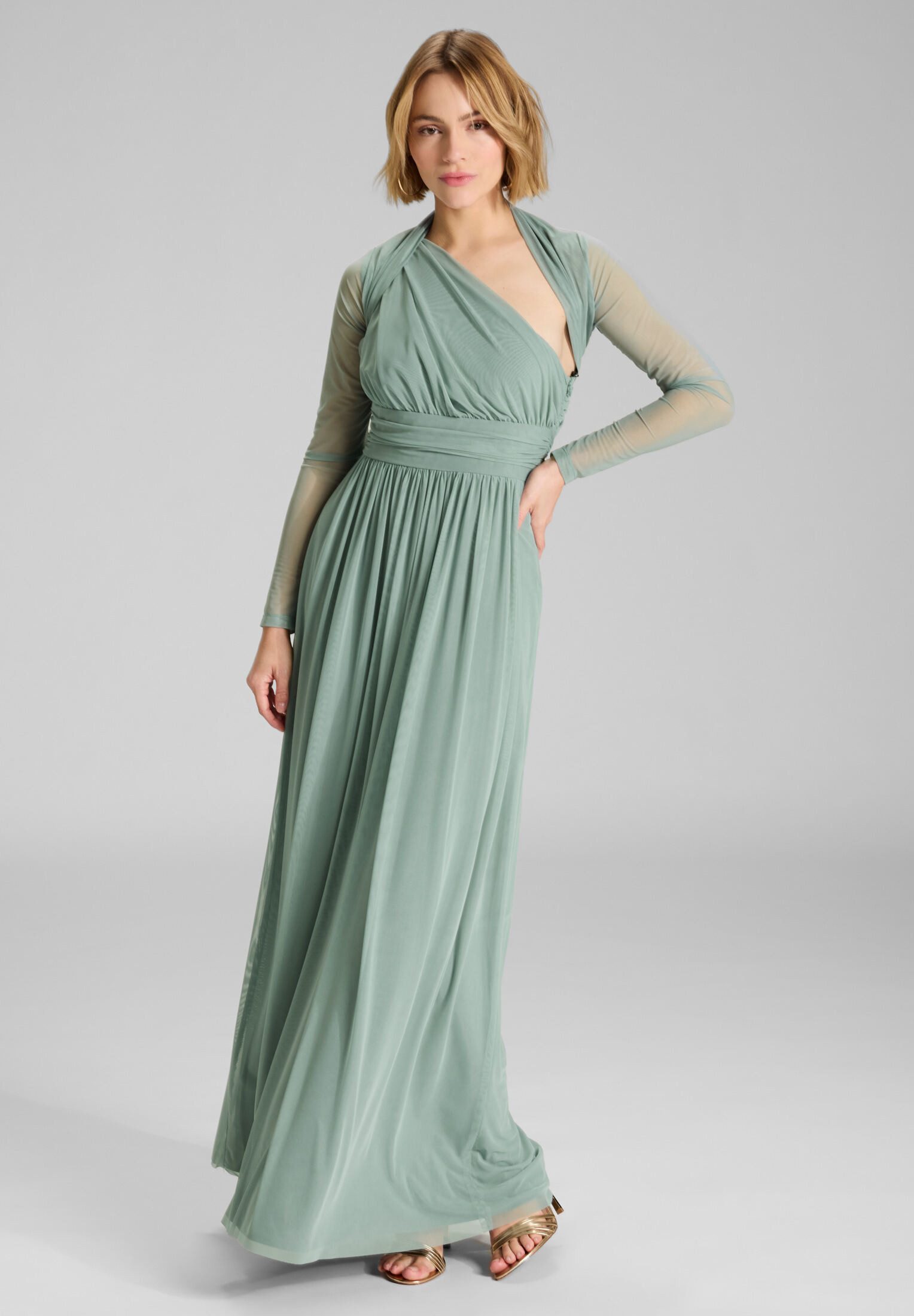 SWING Boleroblazer - Bolero aus Mesh mit Raffblende Figurbetonter Schnitt günstig online kaufen