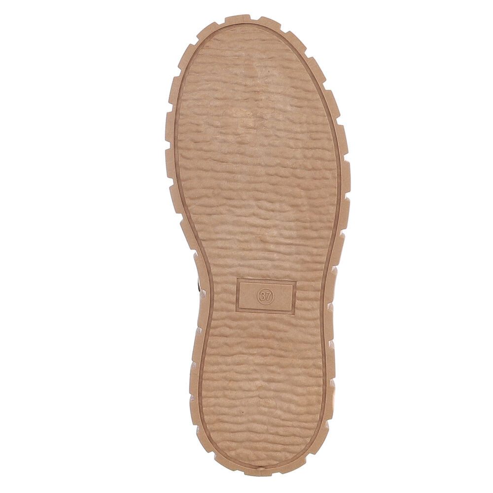 Ital-Design Damen Plateau-Bootie mit Schnürung und Riemen-Details Schnürstiefelette (92078926) Keilabsatz/Wedge Sneakers High in Beige