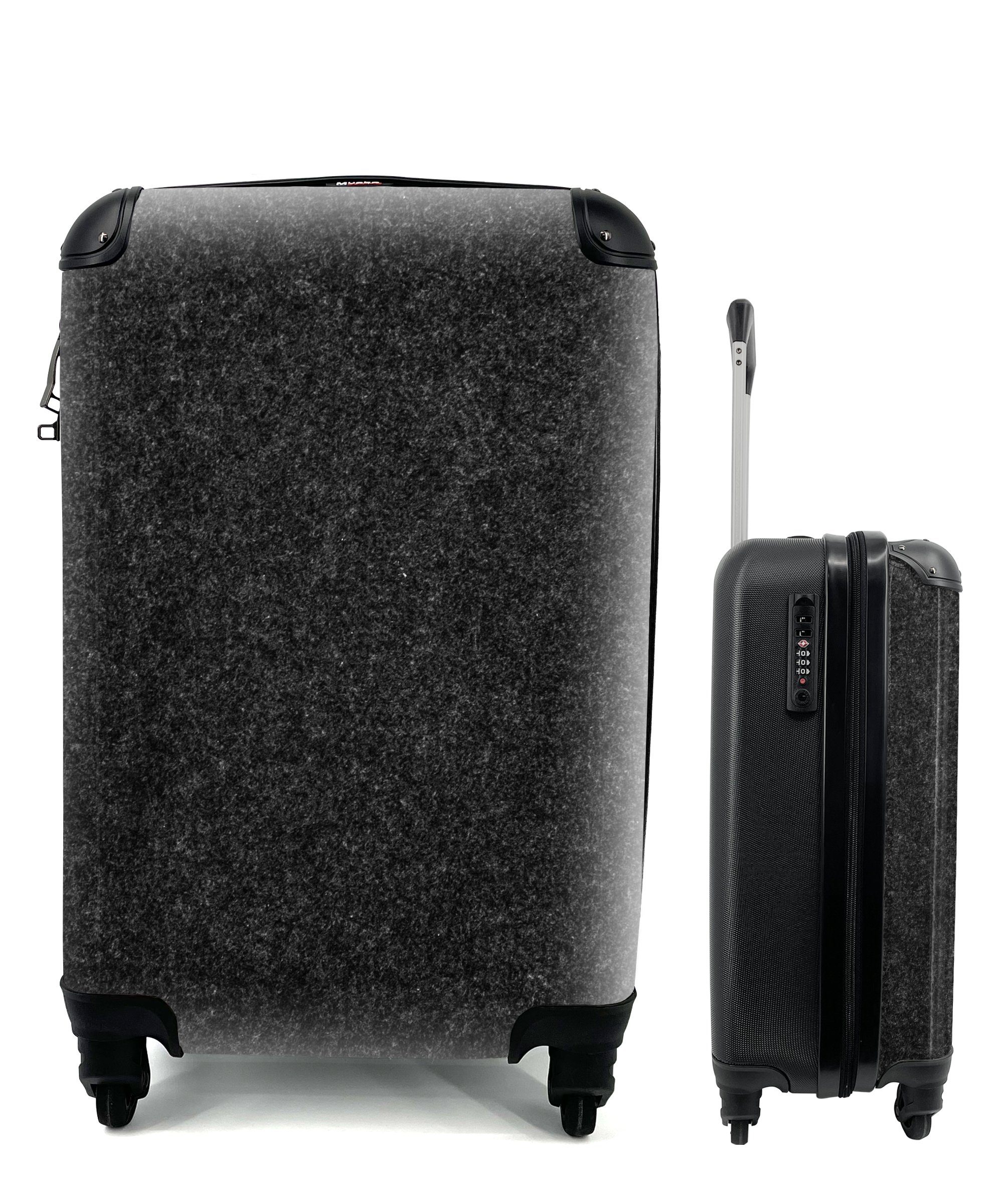 MuchoWow Handgepäckkoffer Schwarz - Granit - Design - Stein, 4 Rollen, Reisetasche mit rollen, Handgepäck für Ferien, Trolley, Reisekoffer