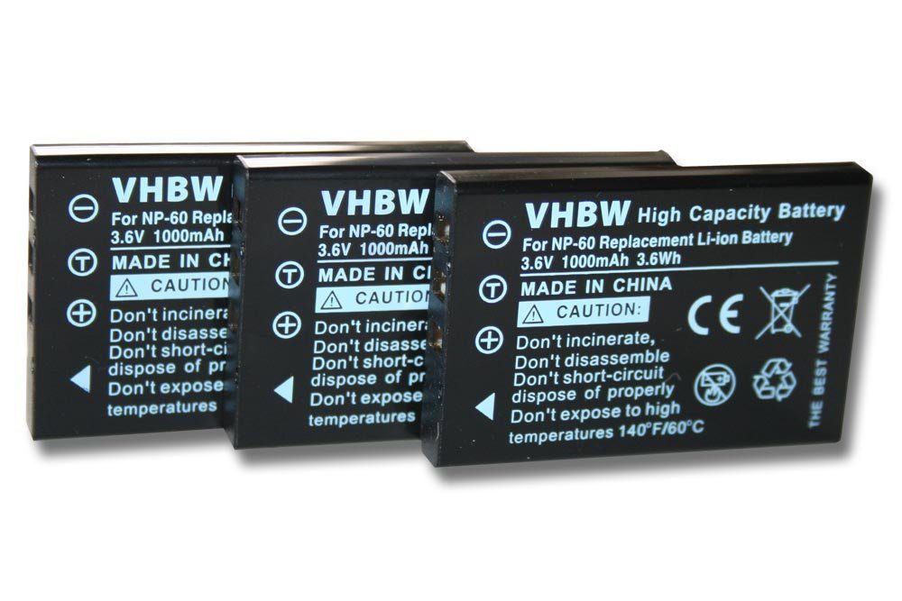 vhbw passend für Insignia DV720, NS-DCC5HB09, NS-DV1080P, NS-DV720P, Kamera-Akku 1000 mAh