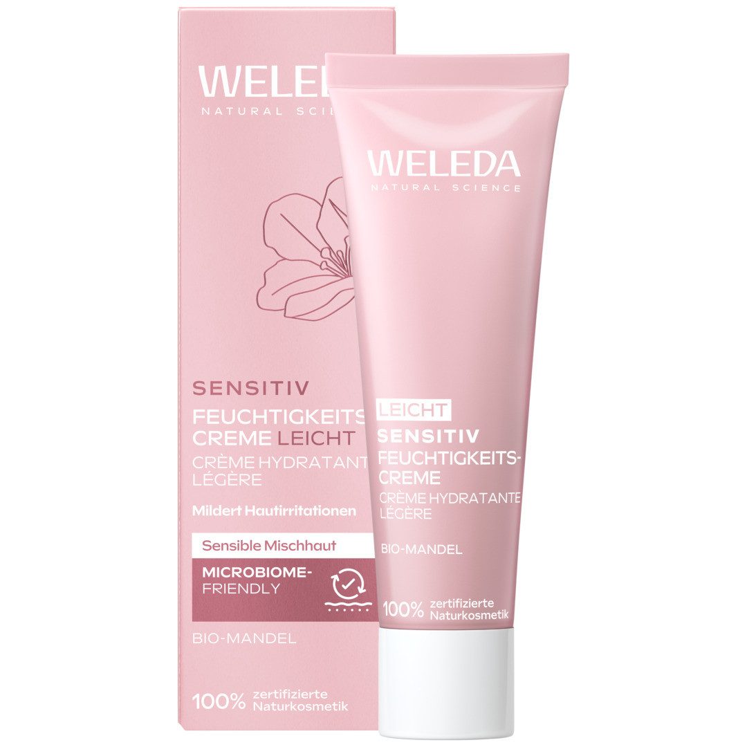 WELEDA Gesichtspflege SENSITIV FEUCHTIGKEITSCREME LEICHT MANDEL, für alle Hauttypen, parfümfrei, spendet intensive Feuchtigkeit